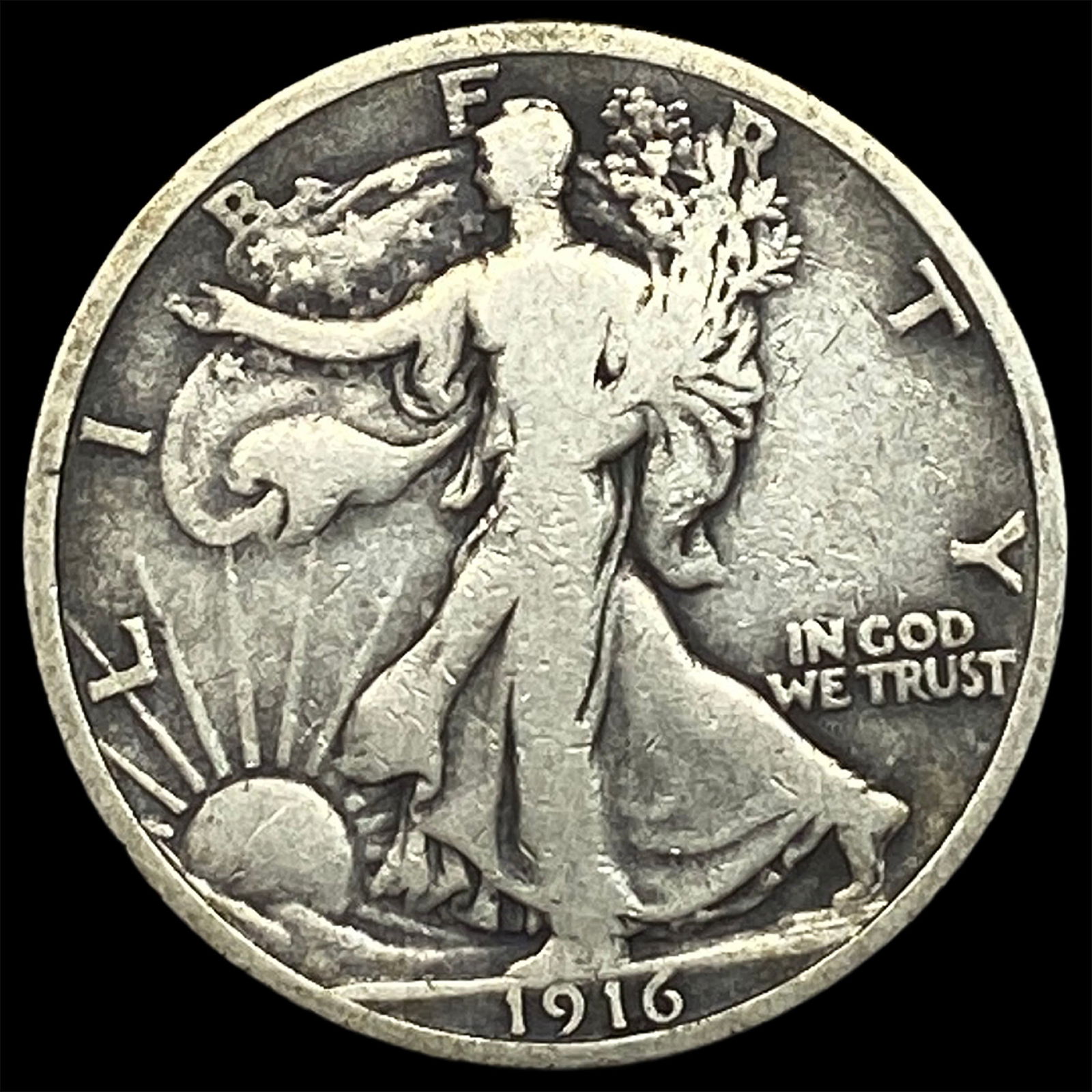 1916 Silver Half Dollar Walking Liberty LIGHTLY CIRCULATED: 1916 Silver Half Dollar Walking Liberty LIGHTLY CIRCULATED