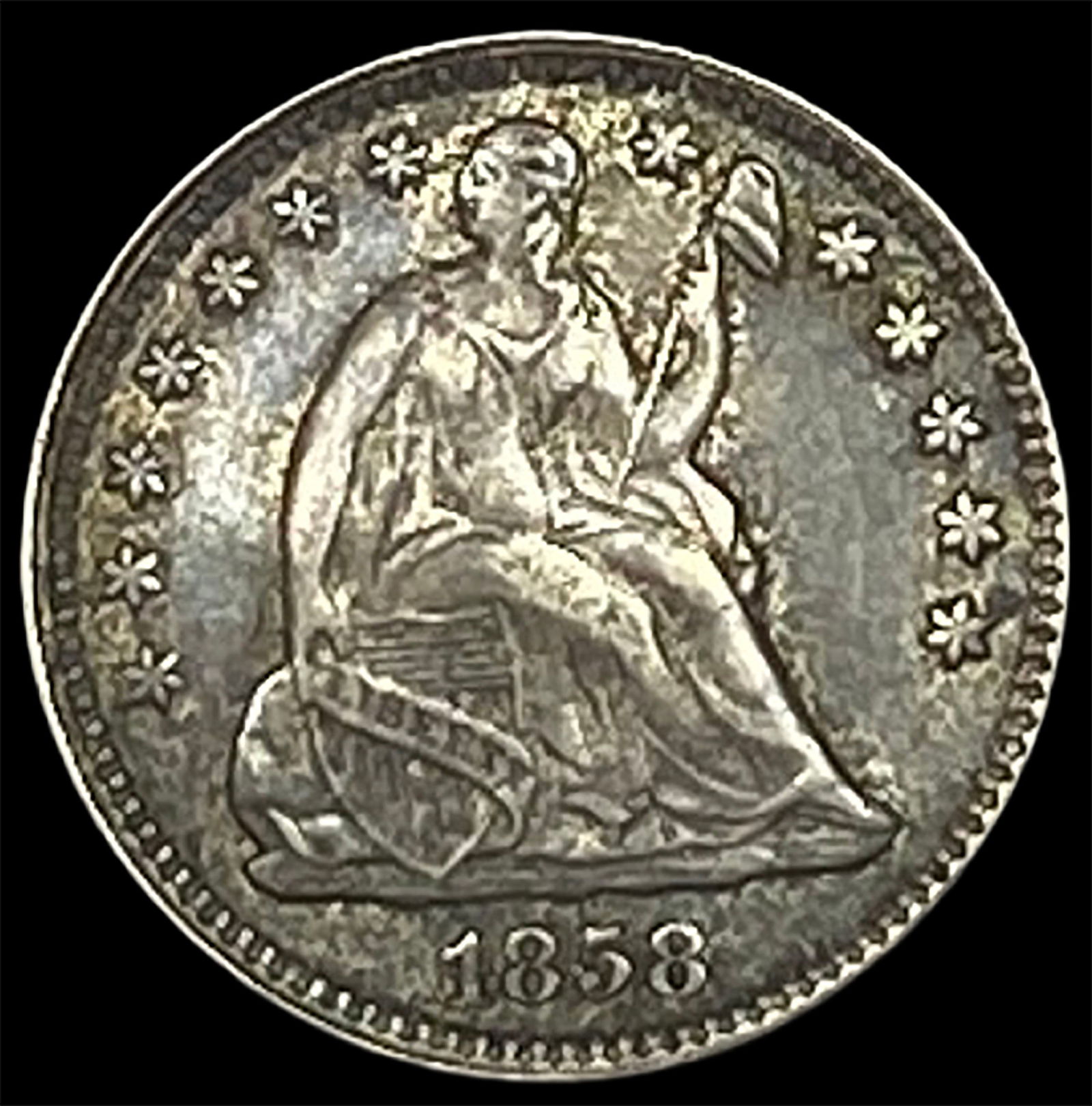 1858 Seated Liberty Half Dime CLOSELY UNCIRCULATED (1 of 2)