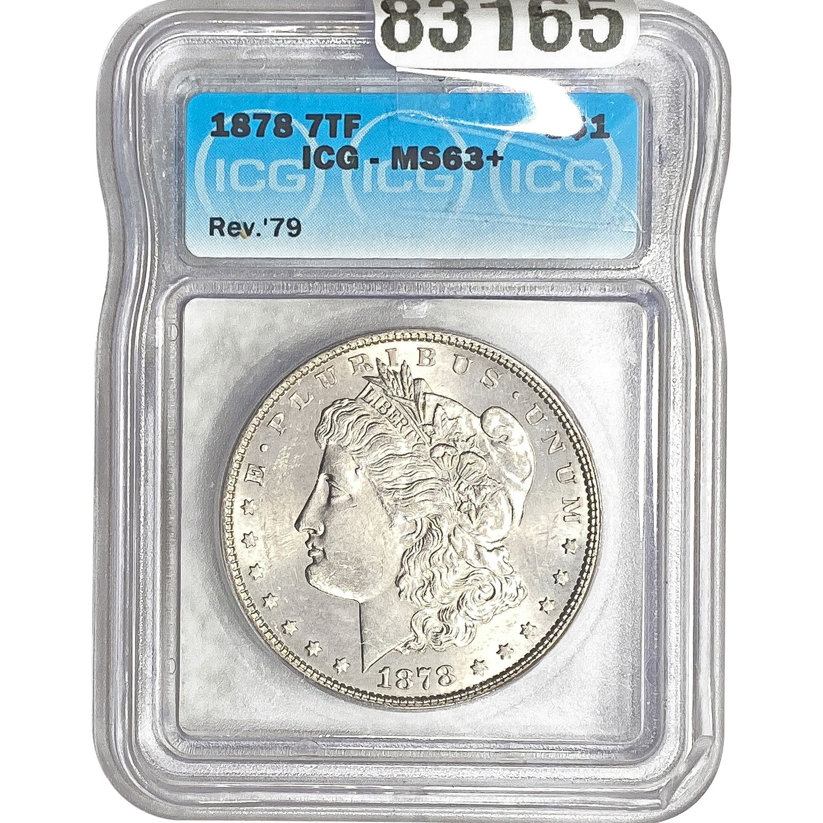 1878 Rev. 79 Morgan Silver Dollar ICG MS63+: 1878 Rev. 79 Morgan Silver Dollar ICG MS63+