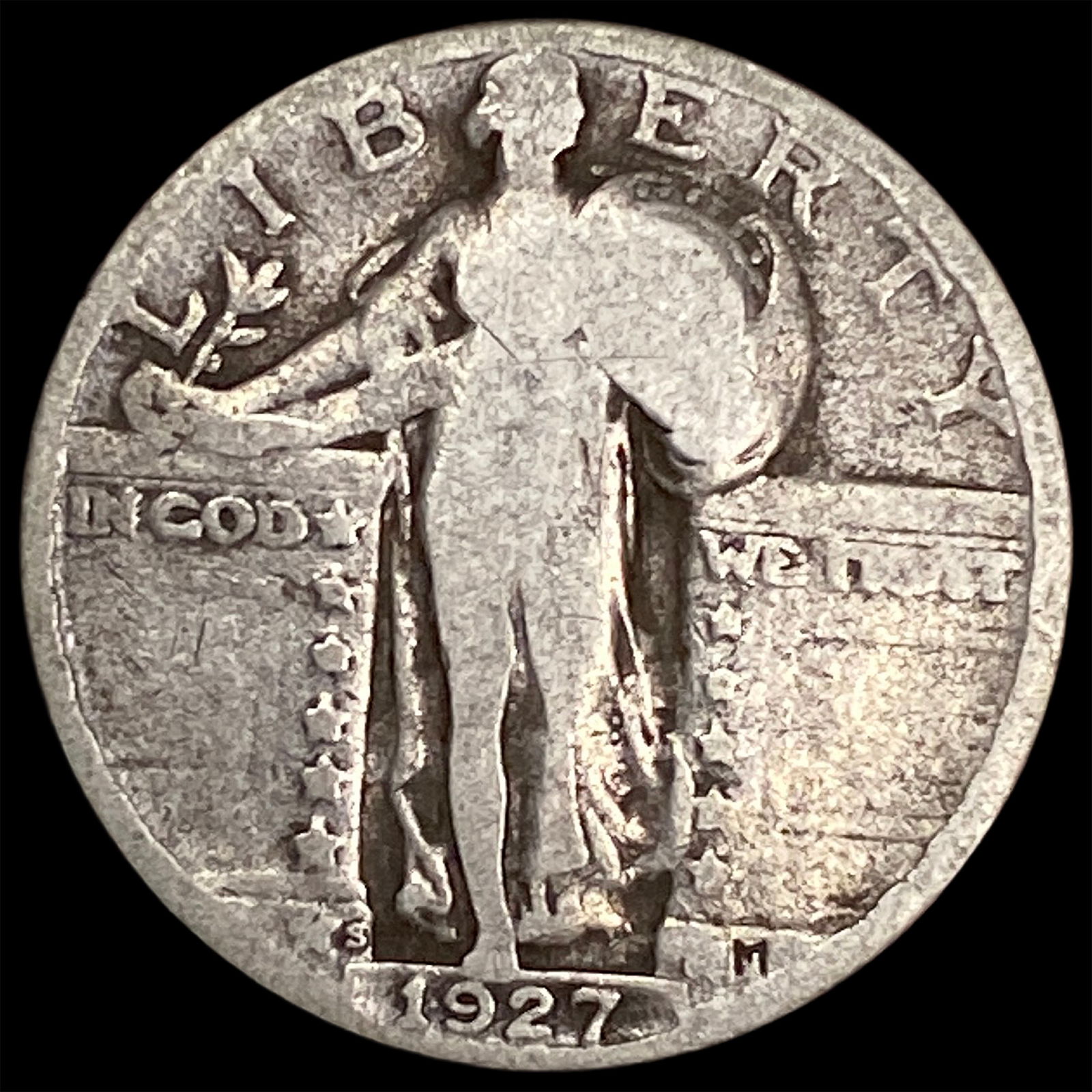 1927-S Silver Standing Liberty Quarter NICELY CIRCULATED: 1927-S Silver Standing Liberty Quarter NICELY CIRCULATED
