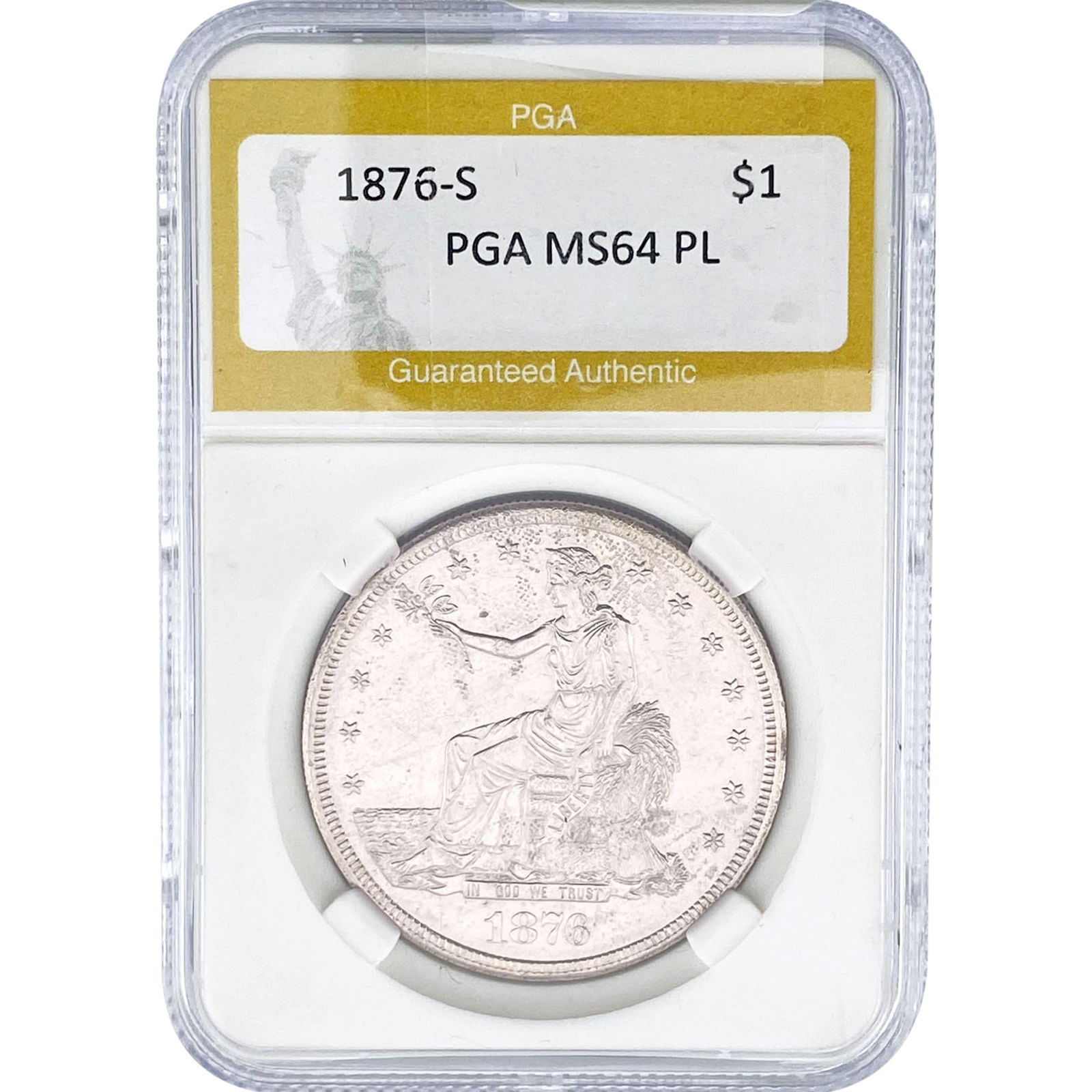 1876-S Silver Trade Dollar PGA MS64 PL (1 of 2)