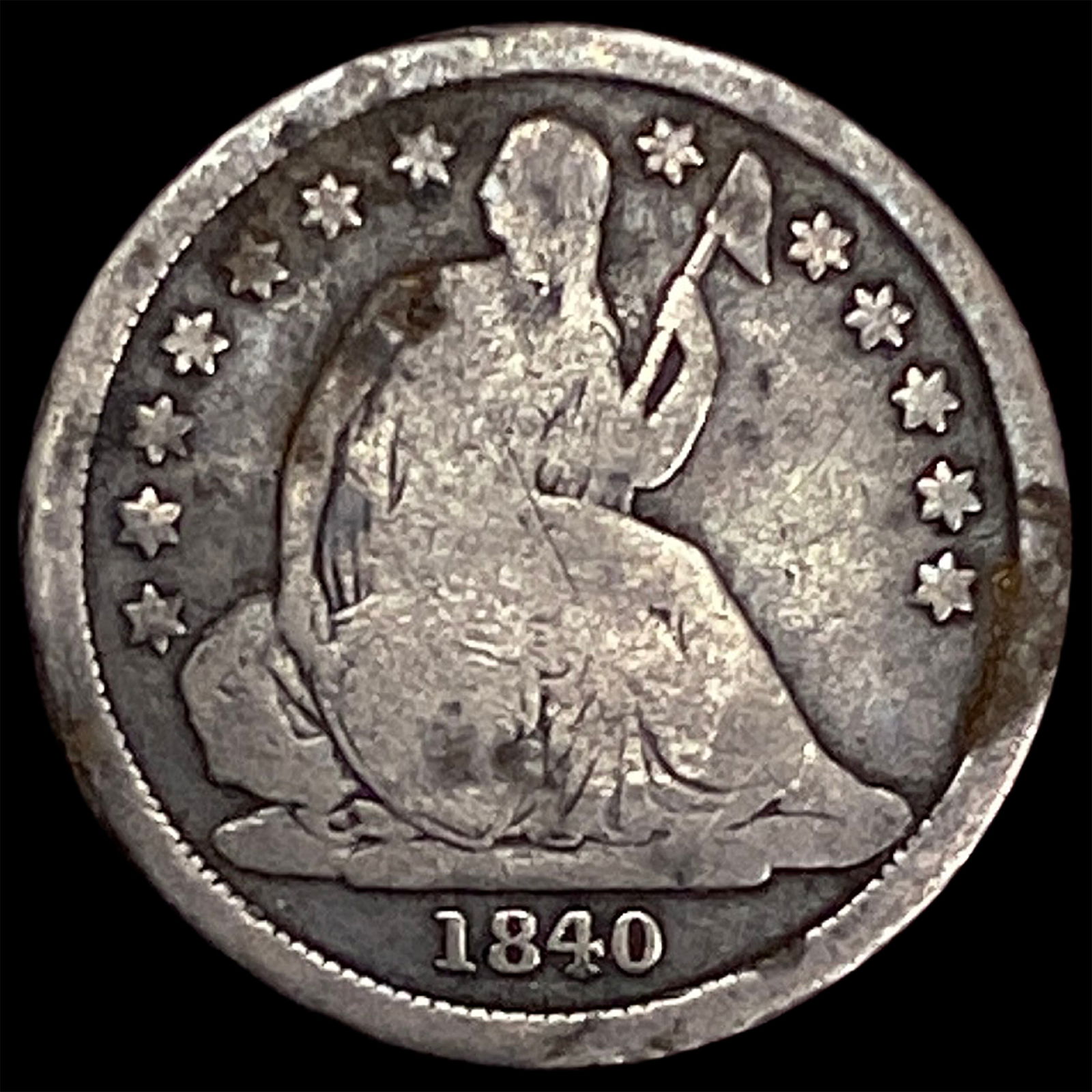 1840-O Silver Seated Liberty Dime NICELY CIRCULATED: 1840-O Silver Seated Liberty Dime NICELY CIRCULATED