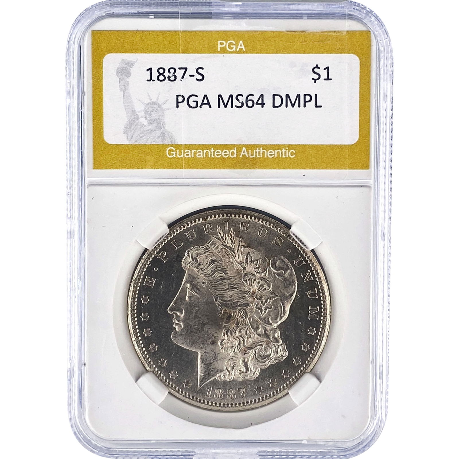 1887-S Morgan Silver Dollar PGA MS64 DMPL: 1887-S Morgan Silver Dollar PGA MS64 DMPL