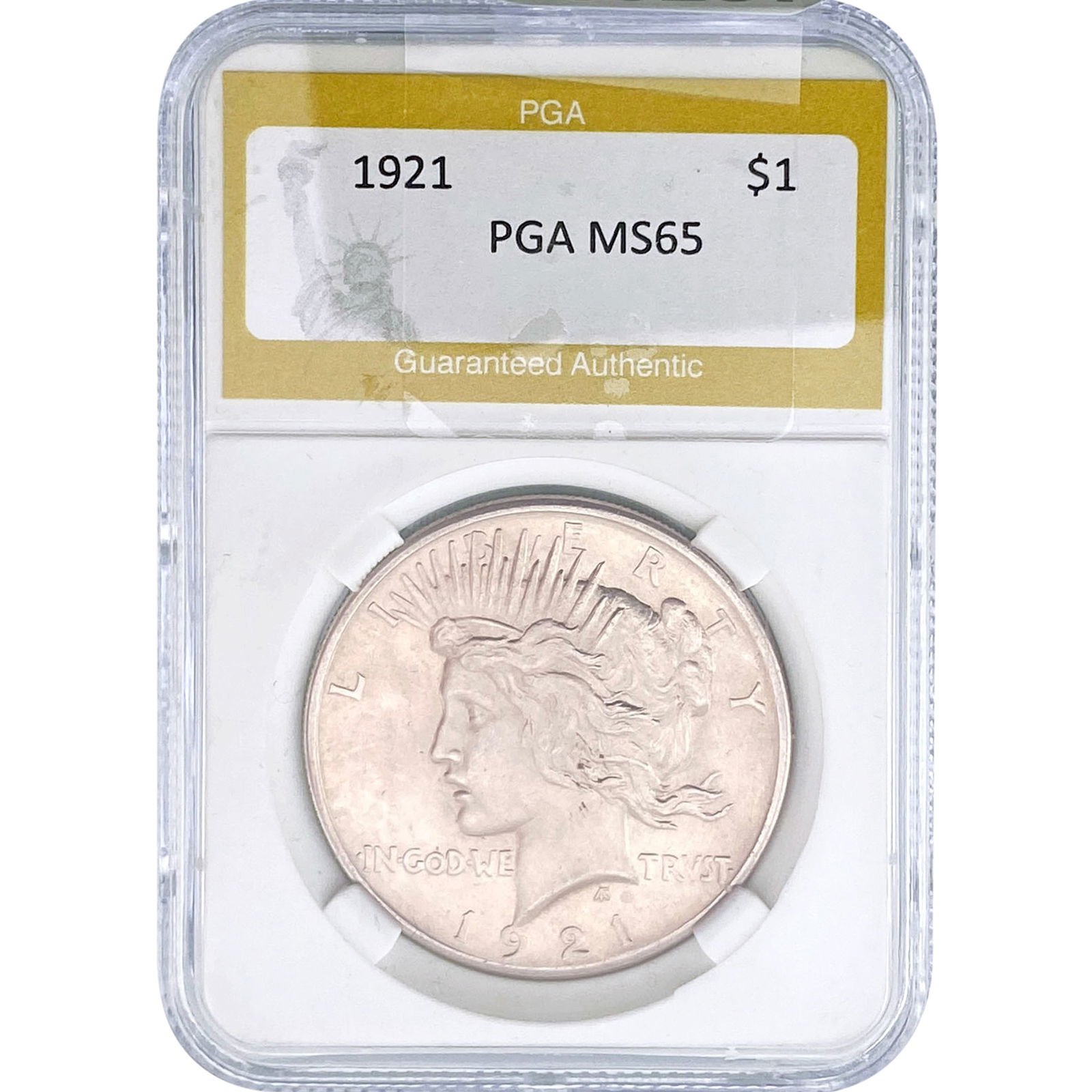 1921 Silver Peace Dollar PGA MS65: 1921 Silver Peace Dollar PGA MS65
