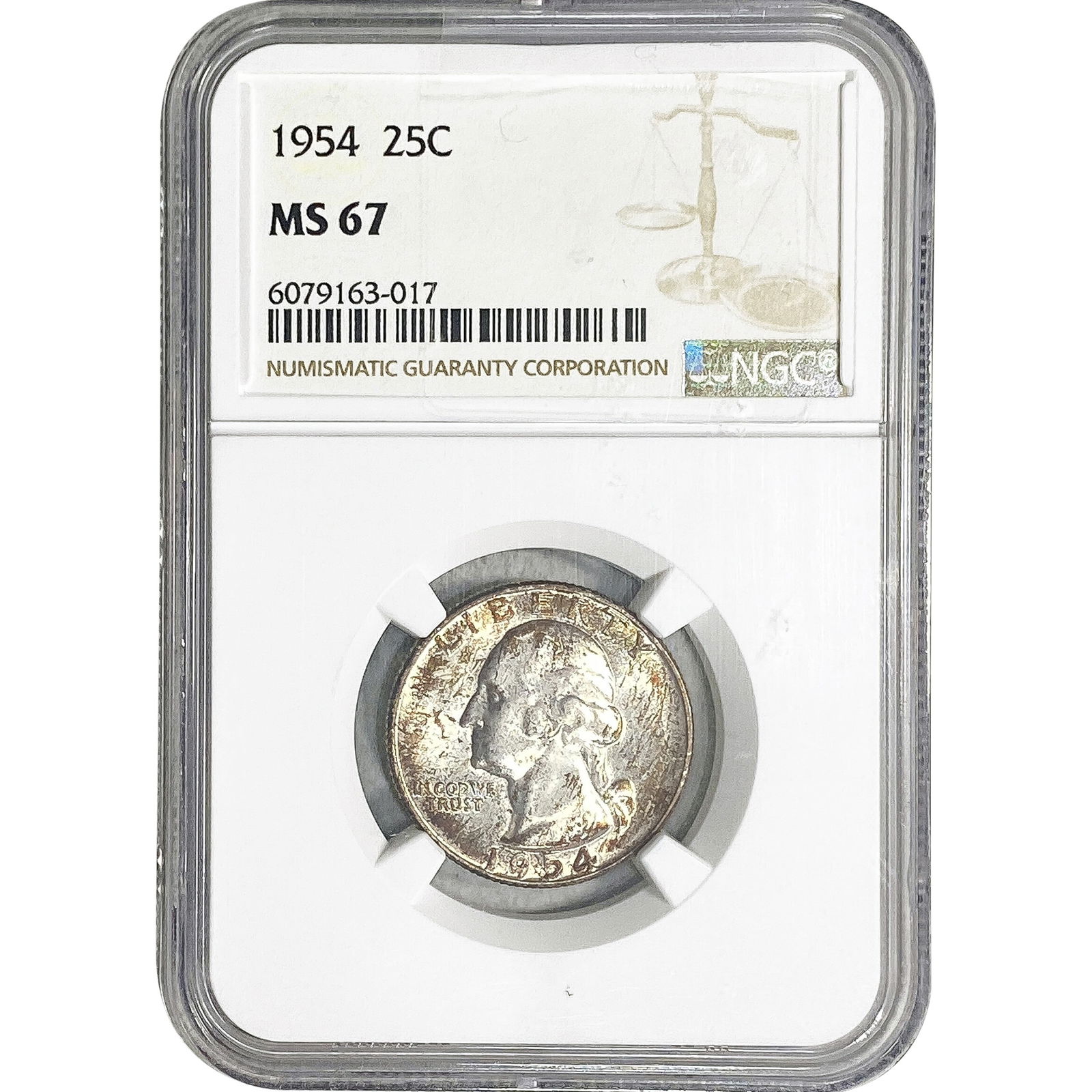 1954 Washington Silver Quarter NGC MS67: 1954 Washington Silver Quarter NGC MS67