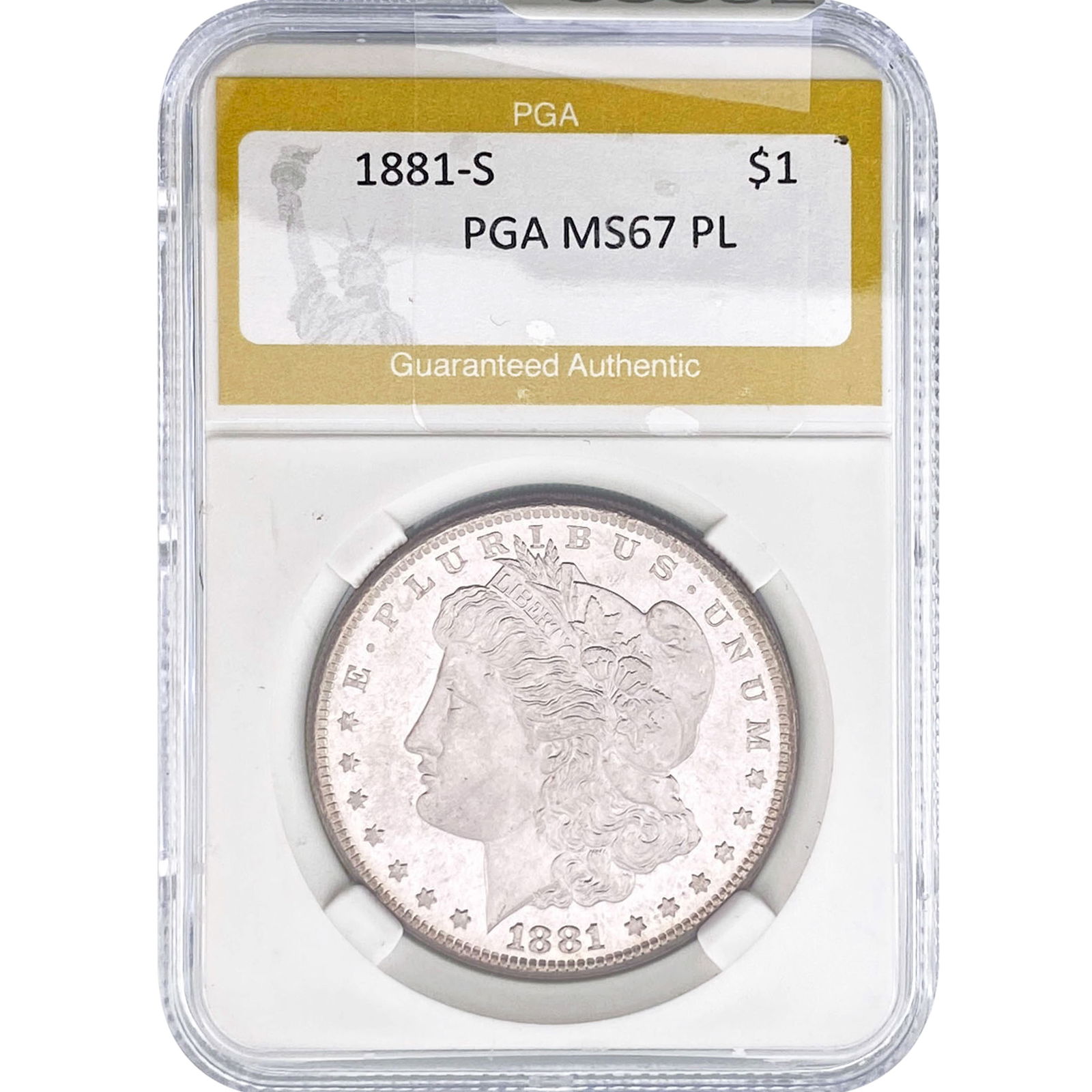 1881-S Morgan Silver Dollar PGA MS67 PL: 1881-S Morgan Silver Dollar PGA MS67 PL