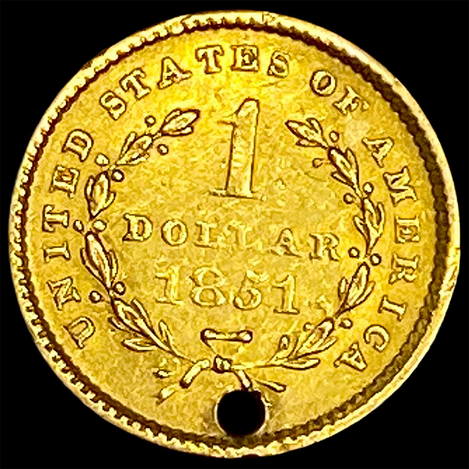 1851 Gold $1 Type 1 (holed) HIGH GRADE - 2