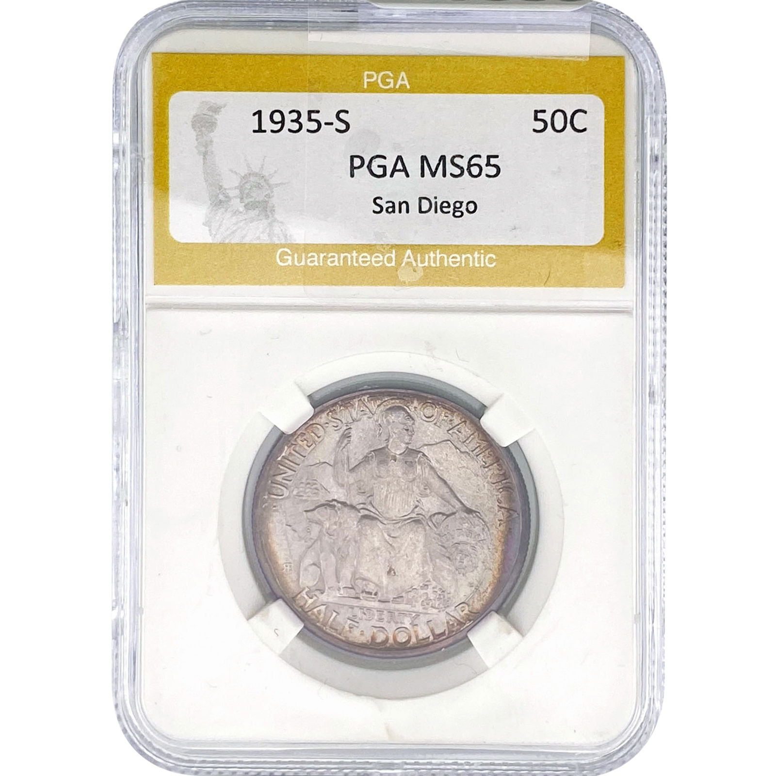 1935-S San Diego Half Dollar PGA MS65: 1935-S San Diego Half Dollar PGA MS65
