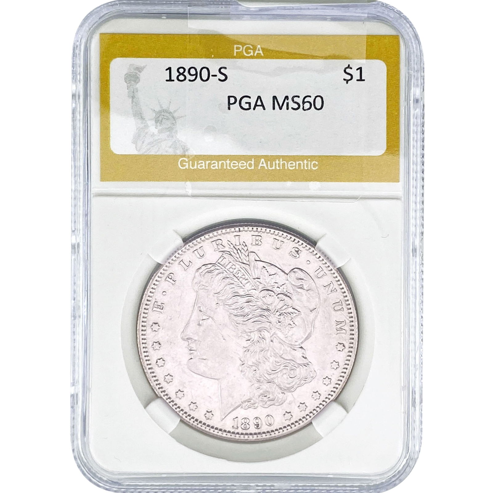 1890-S Morgan Silver Dollar PGA MS60: 1890-S Morgan Silver Dollar PGA MS60