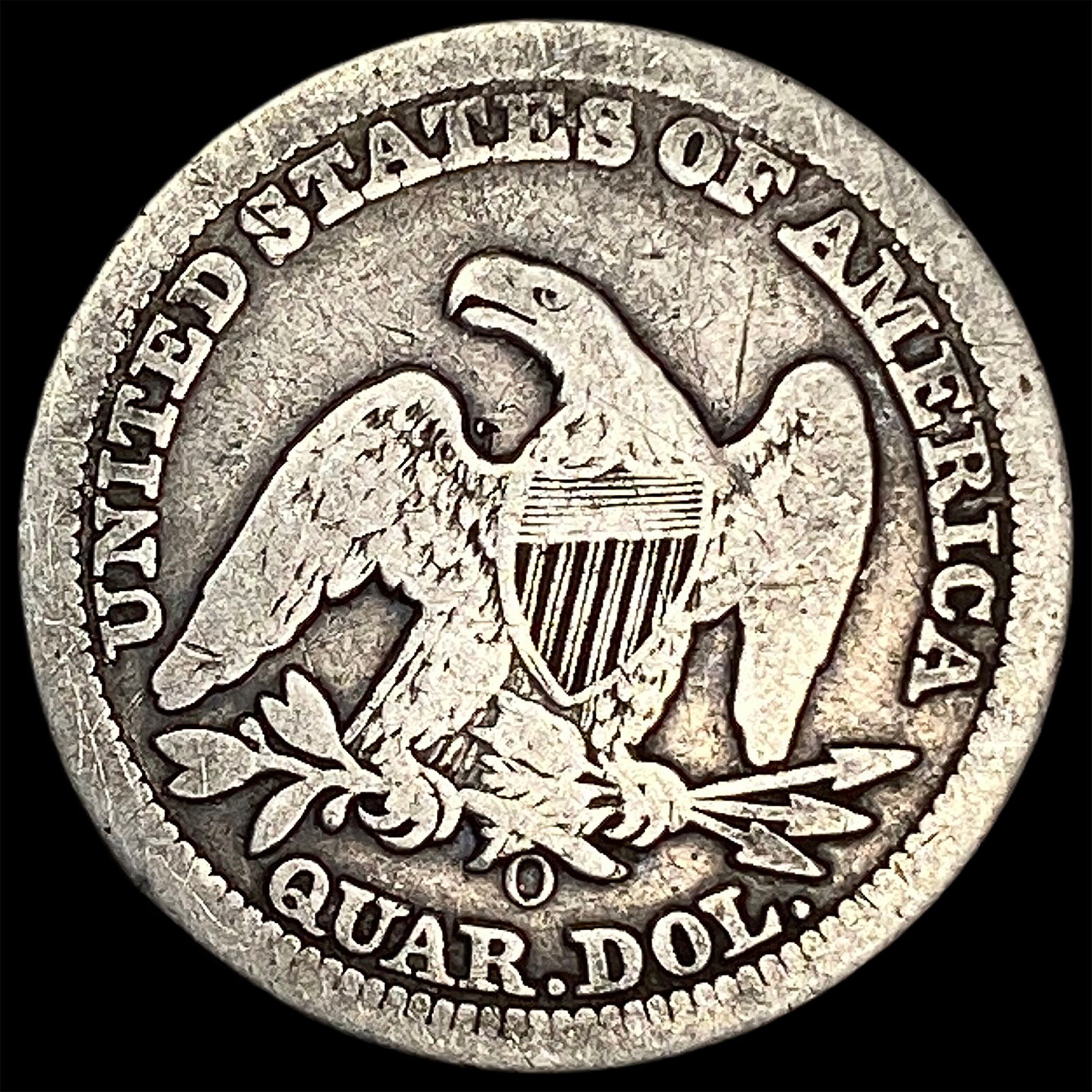 1857-O Silver Seated Liberty Quarter NICELY CIRCULATED - 2