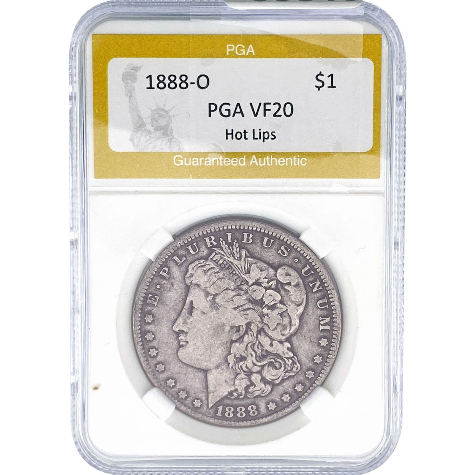 1888-O Morgan Silver Dollar PGA VF20 Hot Lips: 1888-O Morgan Silver Dollar PGA VF20 Hot Lips