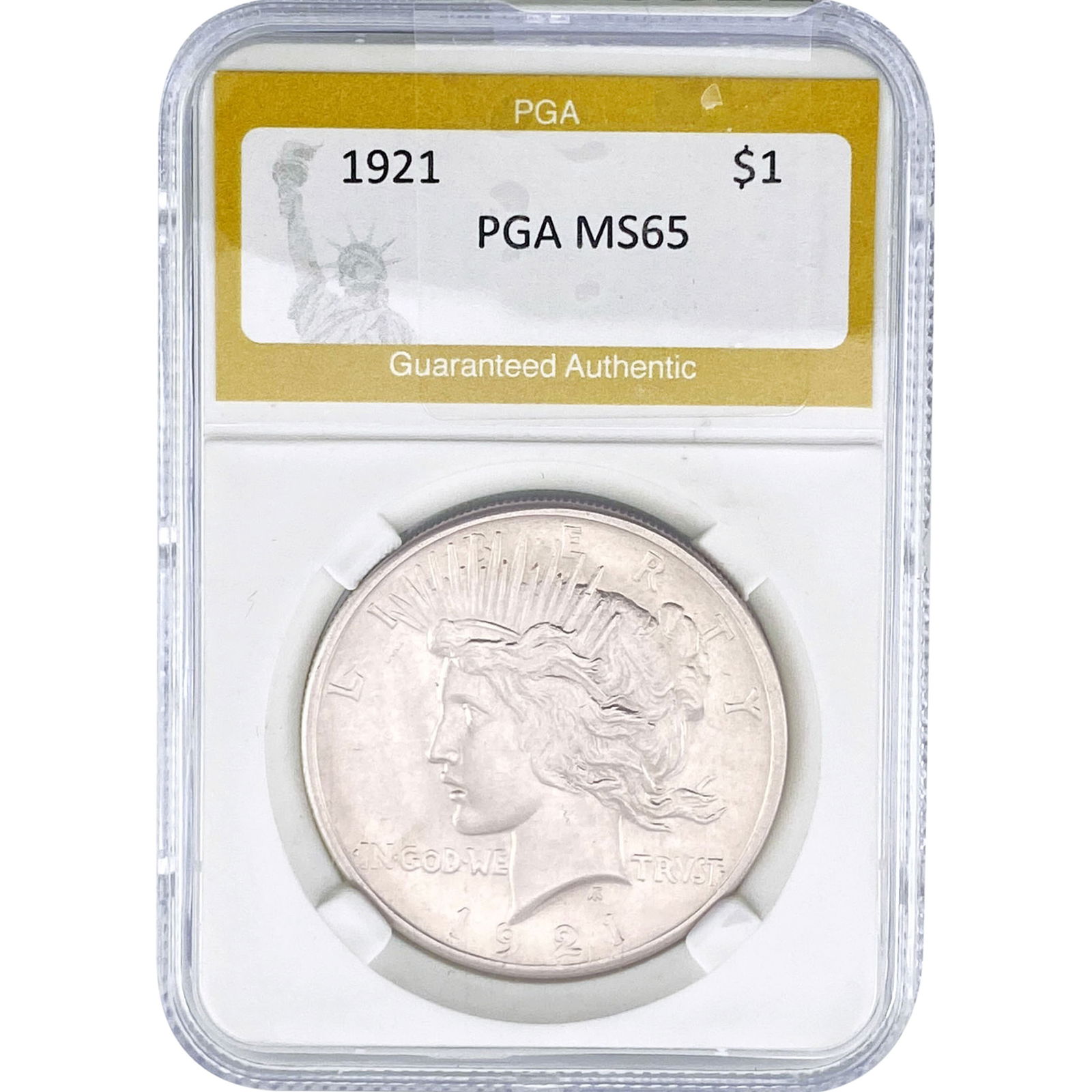 1921 Silver Peace Dollar PGA MS65: 1921 Silver Peace Dollar PGA MS65