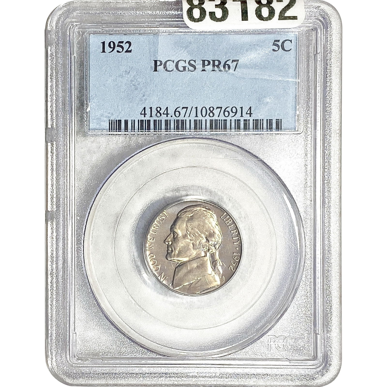 1952 Jefferson Nickel PCGS PR67: 1952 Jefferson Nickel PCGS PR67