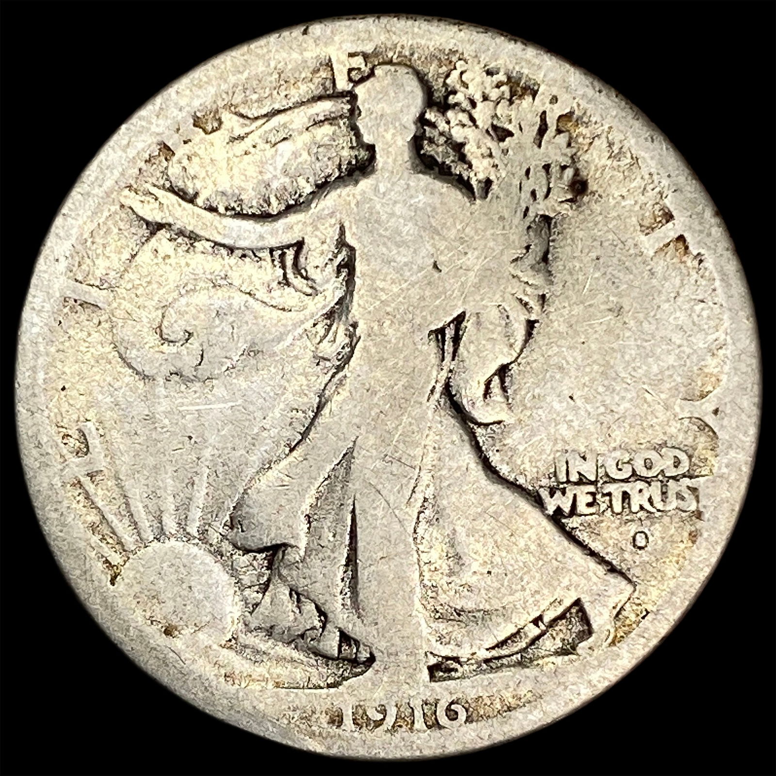 1916-S Silver Walking Liberty Half Dollar NICELY CIRCULATED: 1916-S Silver Walking Liberty Half Dollar NICELY CIRCULATED