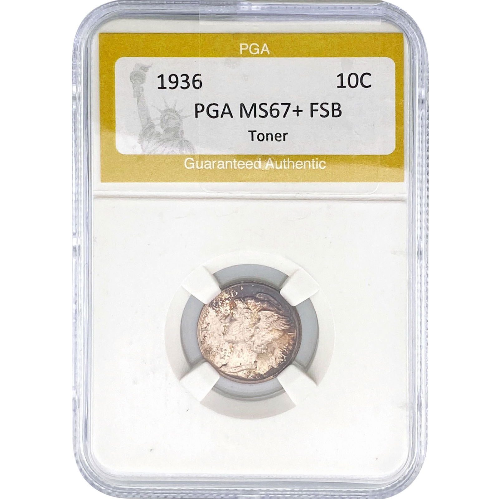 1936 Mercury Silver Dime PGA MS67+ FSB: 1936 Mercury Silver Dime PGA MS67+ FSB