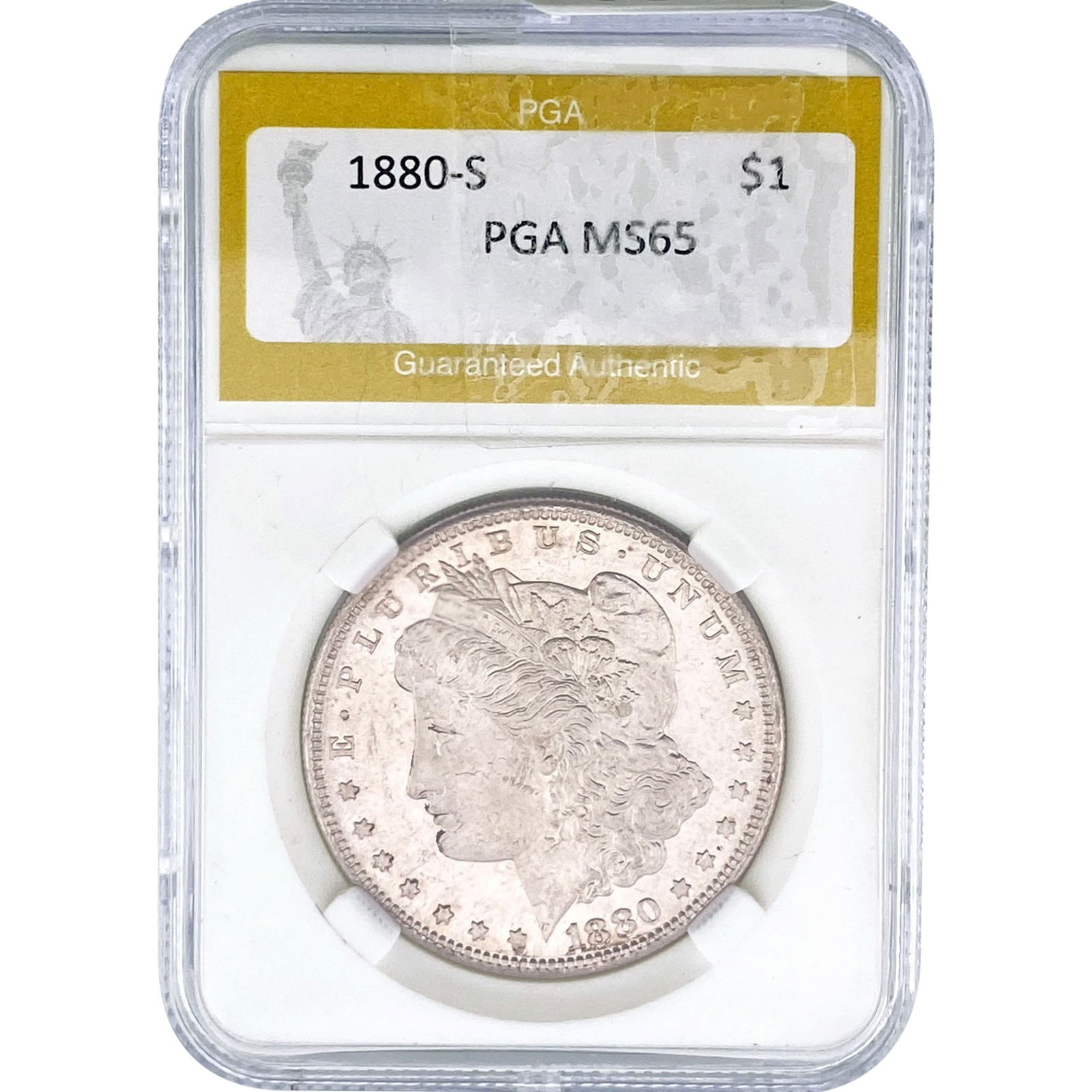 1880-S Morgan Silver Dollar PGA MS65: 1880-S Morgan Silver Dollar PGA MS65
