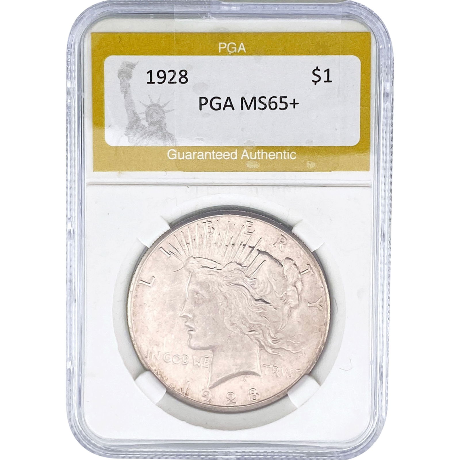 1928 Silver Peace Dollar PGA MS65+: 1928 Silver Peace Dollar PGA MS65+