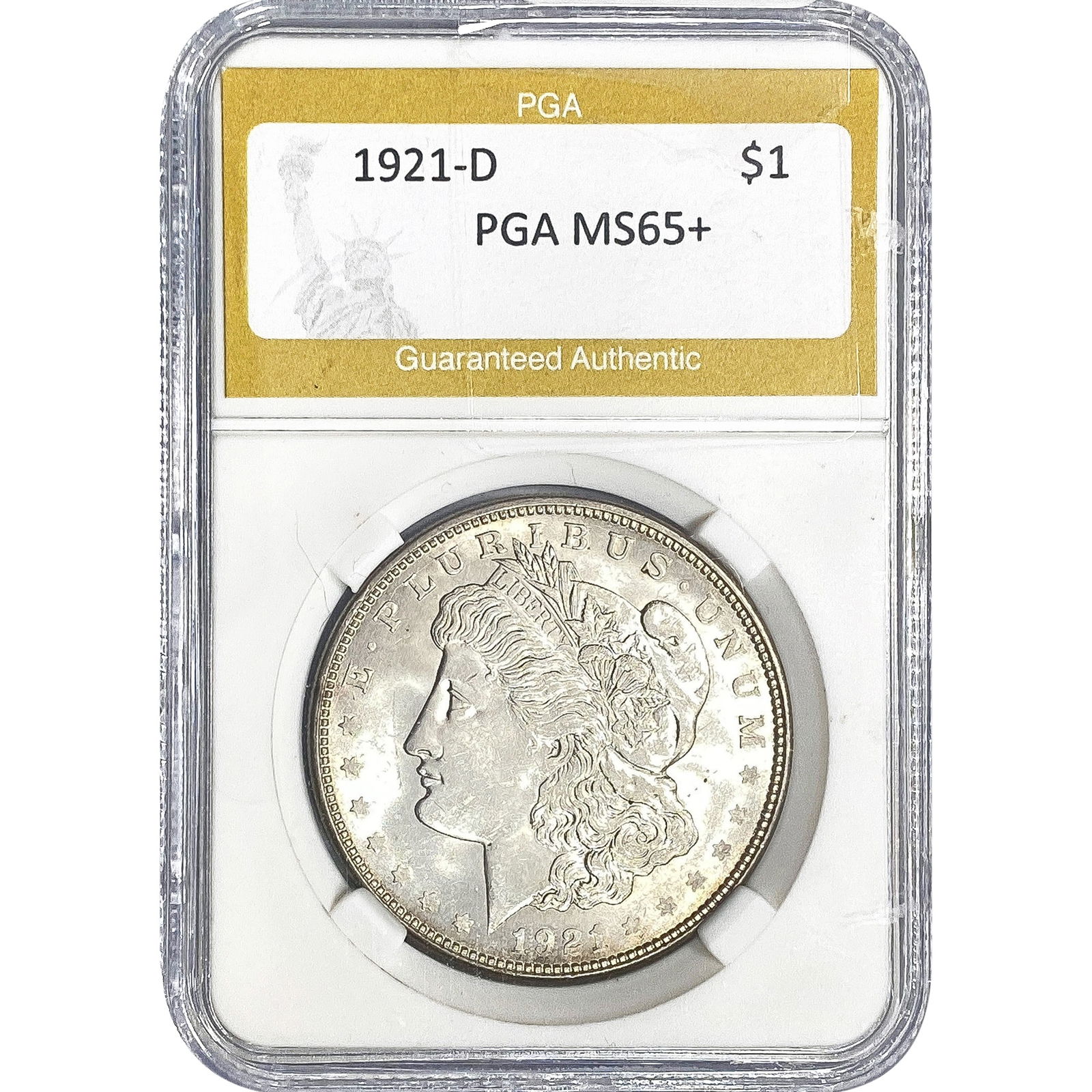 1921-D Morgan Silver Dollar PGA MS65+: 1921-D Morgan Silver Dollar PGA MS65+