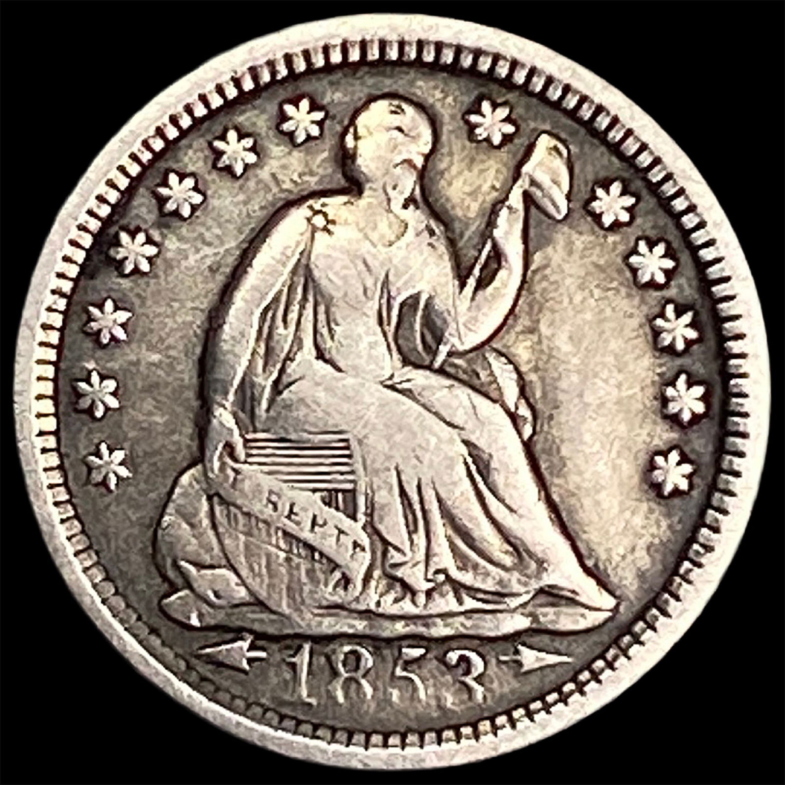 1853 Arrows Seated Liberty Half Dime NEARLY UNCIRCULATED (1 of 2)