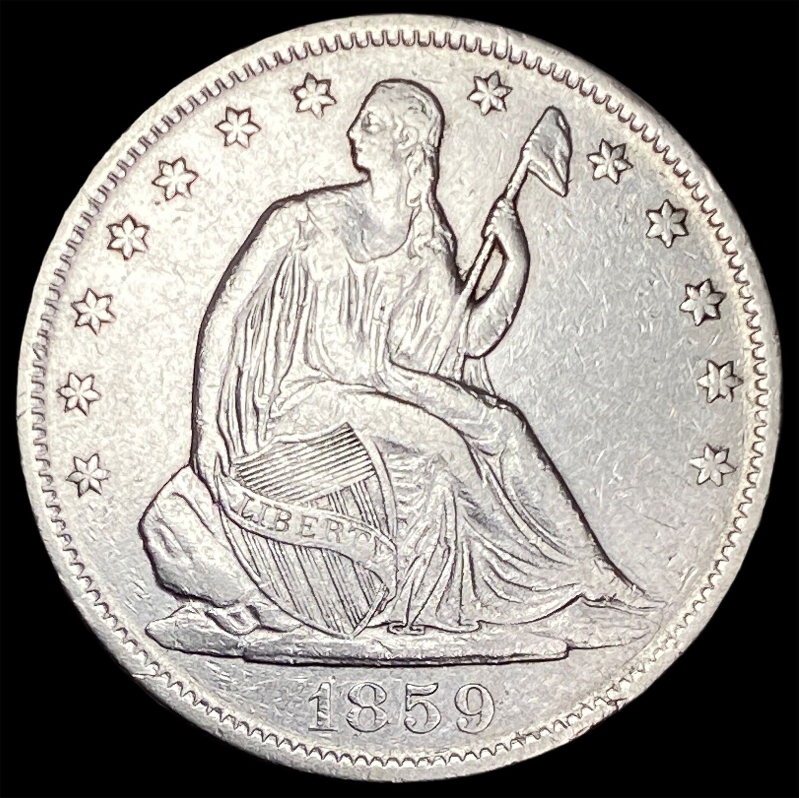 1859-O Silver Half Dollar CLOSELY UNCIRCULATED (1 of 2)
