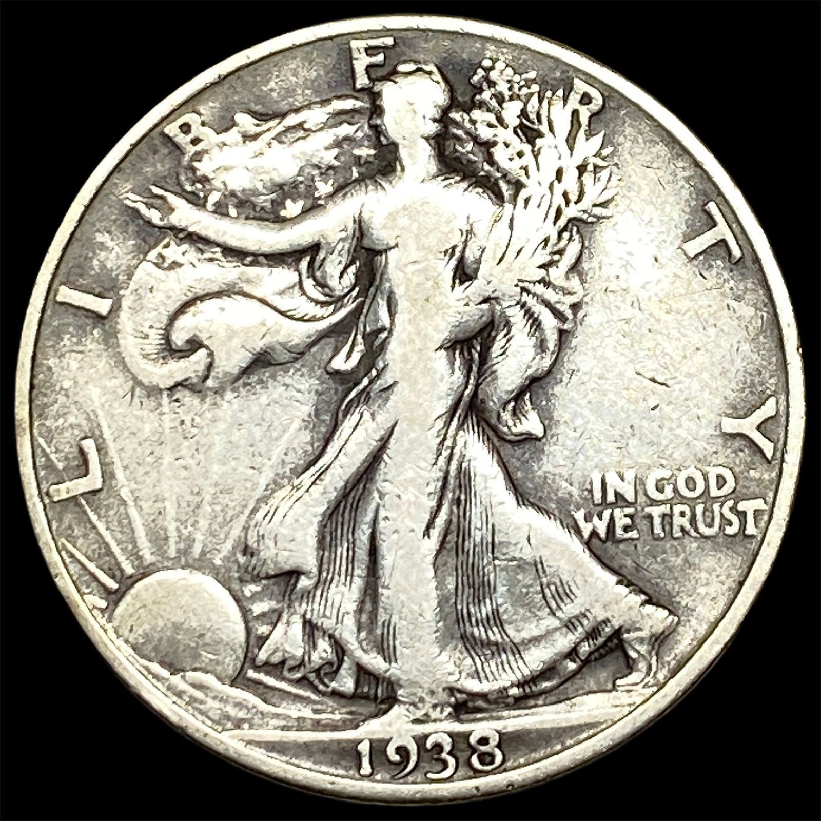 1938-D Silver Walking Liberty Half Dollar NICELY CIRCULATED (1 of 2)