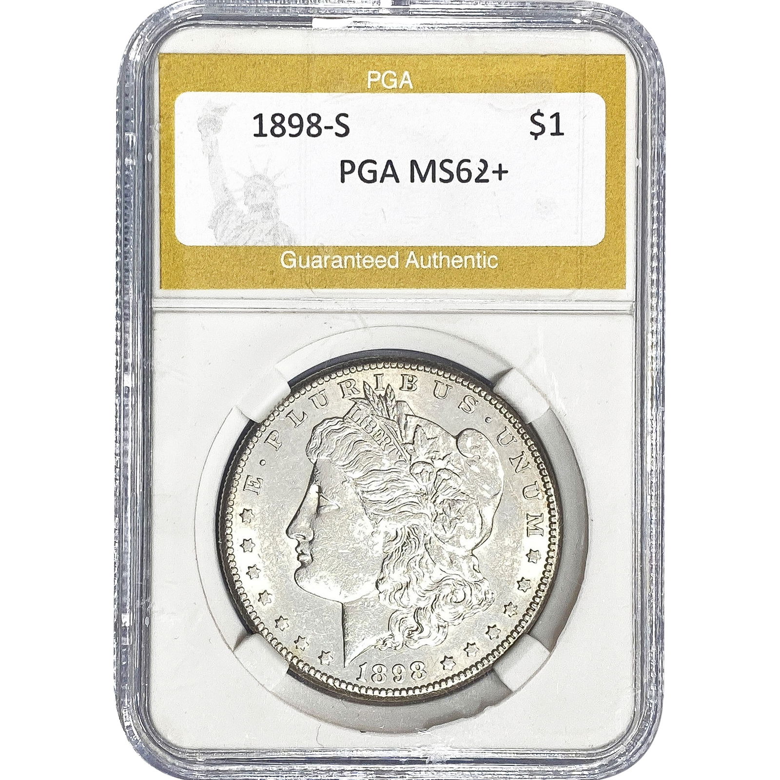 1898-S Morgan Silver Dollar PGA MS62+: 1898-S Morgan Silver Dollar PGA MS62+