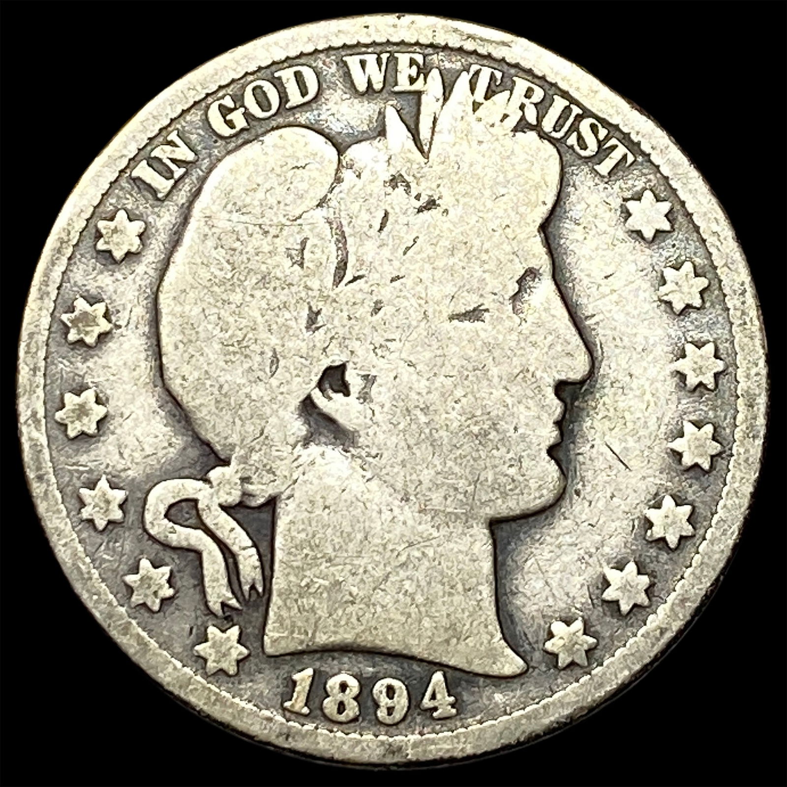 1894-O Silver Barber Half Dollar NICELY CIRCULATED: 1894-O Silver Barber Half Dollar NICELY CIRCULATED