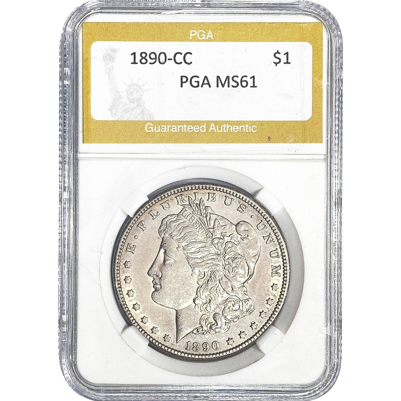 1890-CC Morgan Silver Dollar PGA MS61: 1890-CC Morgan Silver Dollar PGA MS61