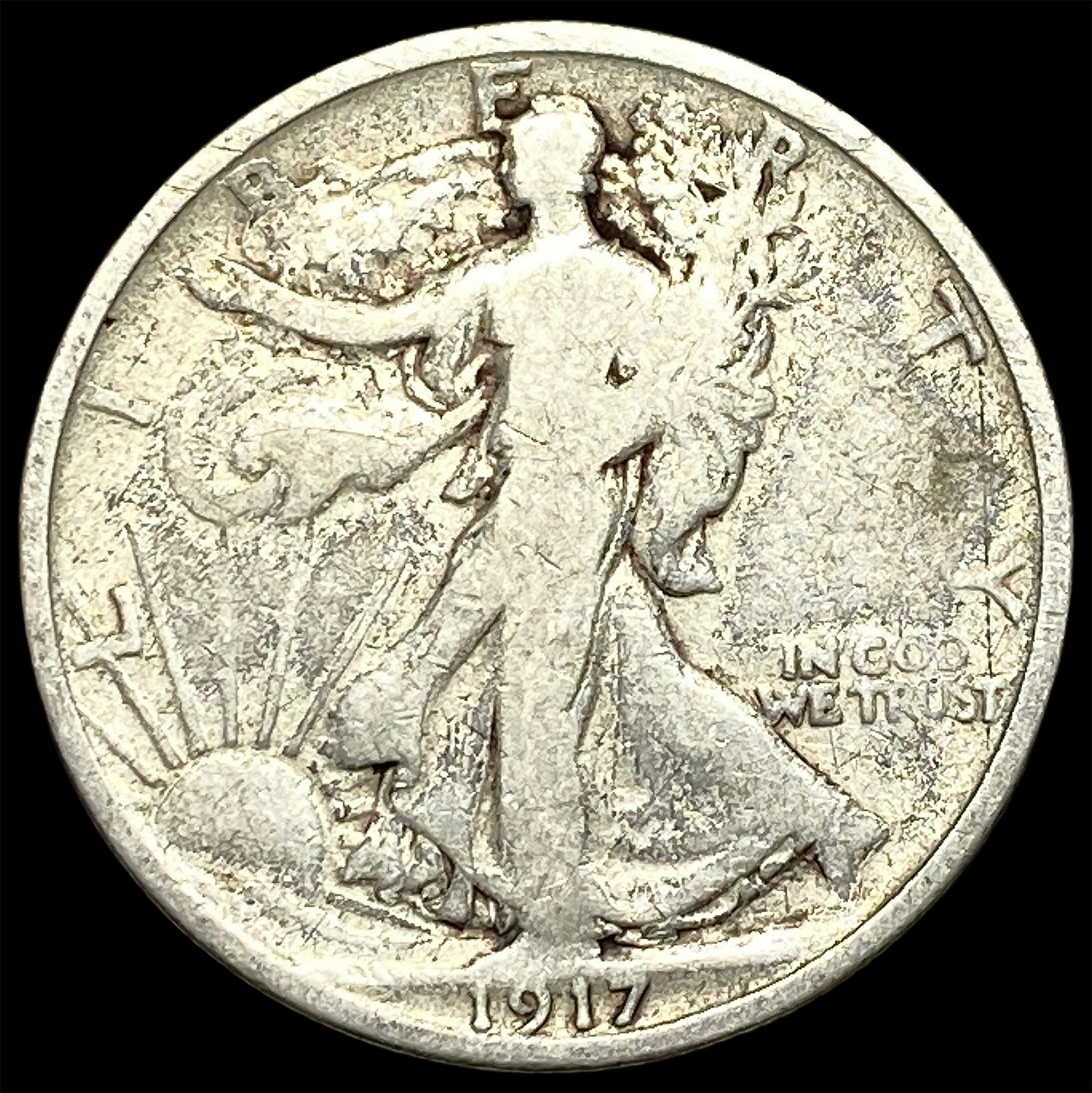 1917-S Silver Walking Liberty Half Dollar NICELY CIRCULATED (1 of 2)