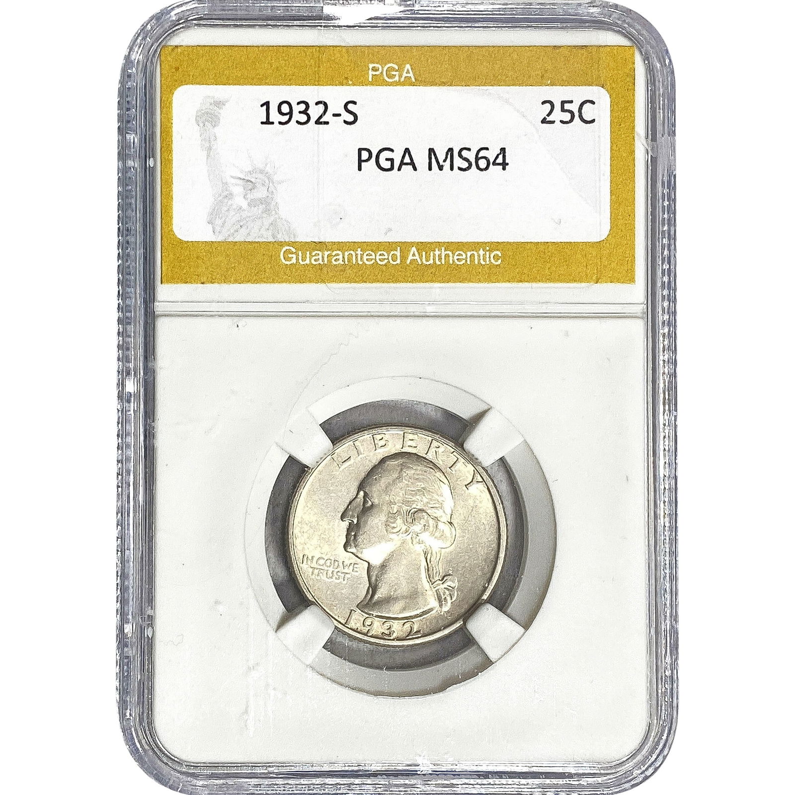 1932-S Washington Silver Quarter PGA MS64: 1932-S Washington Silver Quarter PGA MS64