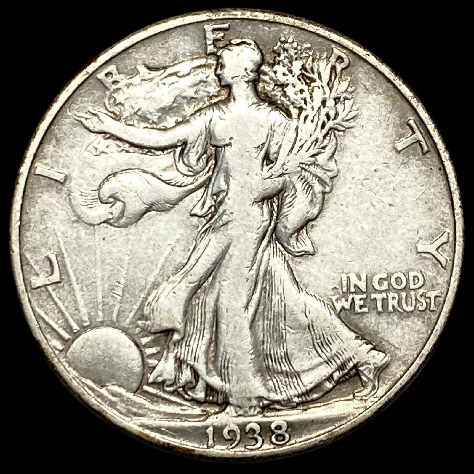 1938-D Silver Half Dollar Walking Liberty NICELY CIRCULATED (1 of 2)