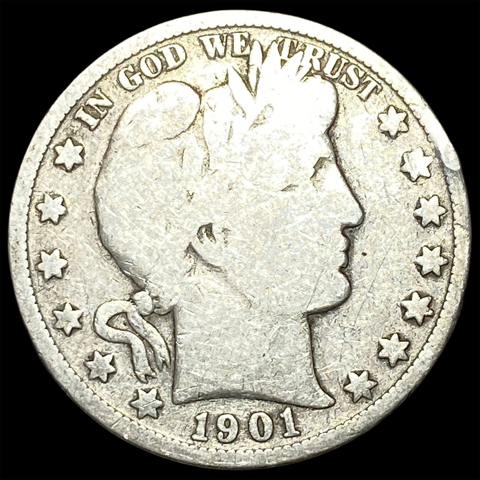 1901-S Silver Barber Half Dollar NICELY CIRCULATED (1 of 2)