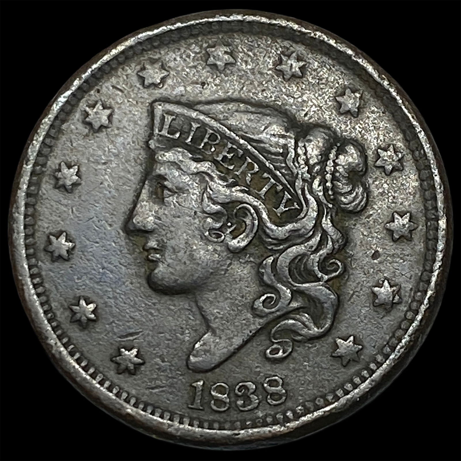 1838 Coronet Head Large Cent NEARLY UNCIRCULATED (1 of 2)