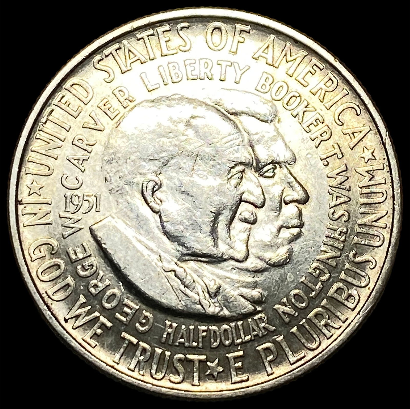 1951 Silver Half Dollar Booker T. Washington/Carver NICELY CIRCULATED (1 of 2)