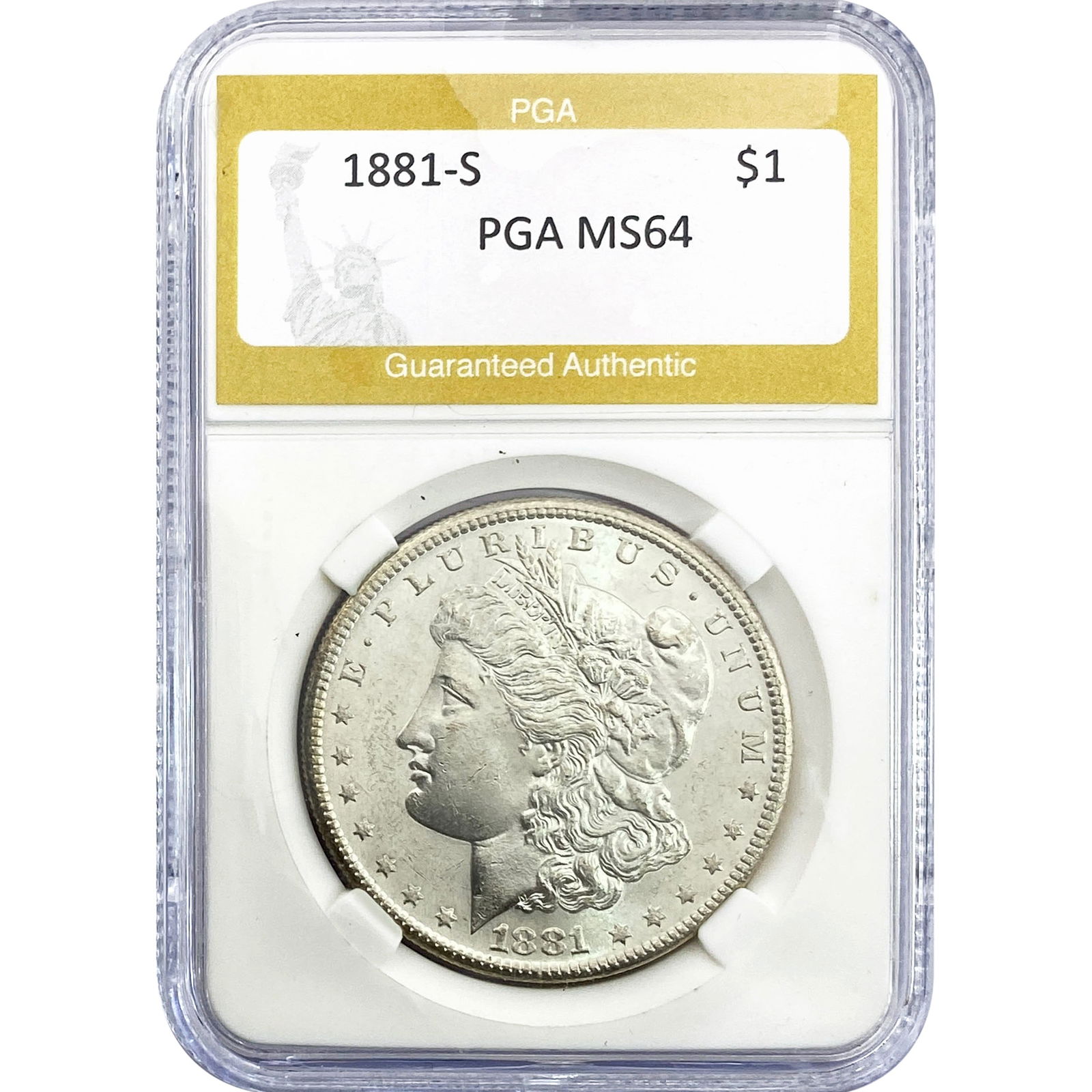 1881-S Morgan Silver Dollar PGA MS64: 1881-S Morgan Silver Dollar PGA MS64