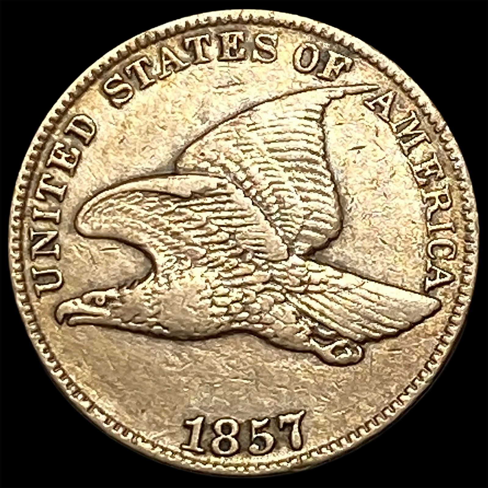 1857 Copper-Nickel Flying Eagle Cent NEARLY UNCIRCULATED (1 of 2)
