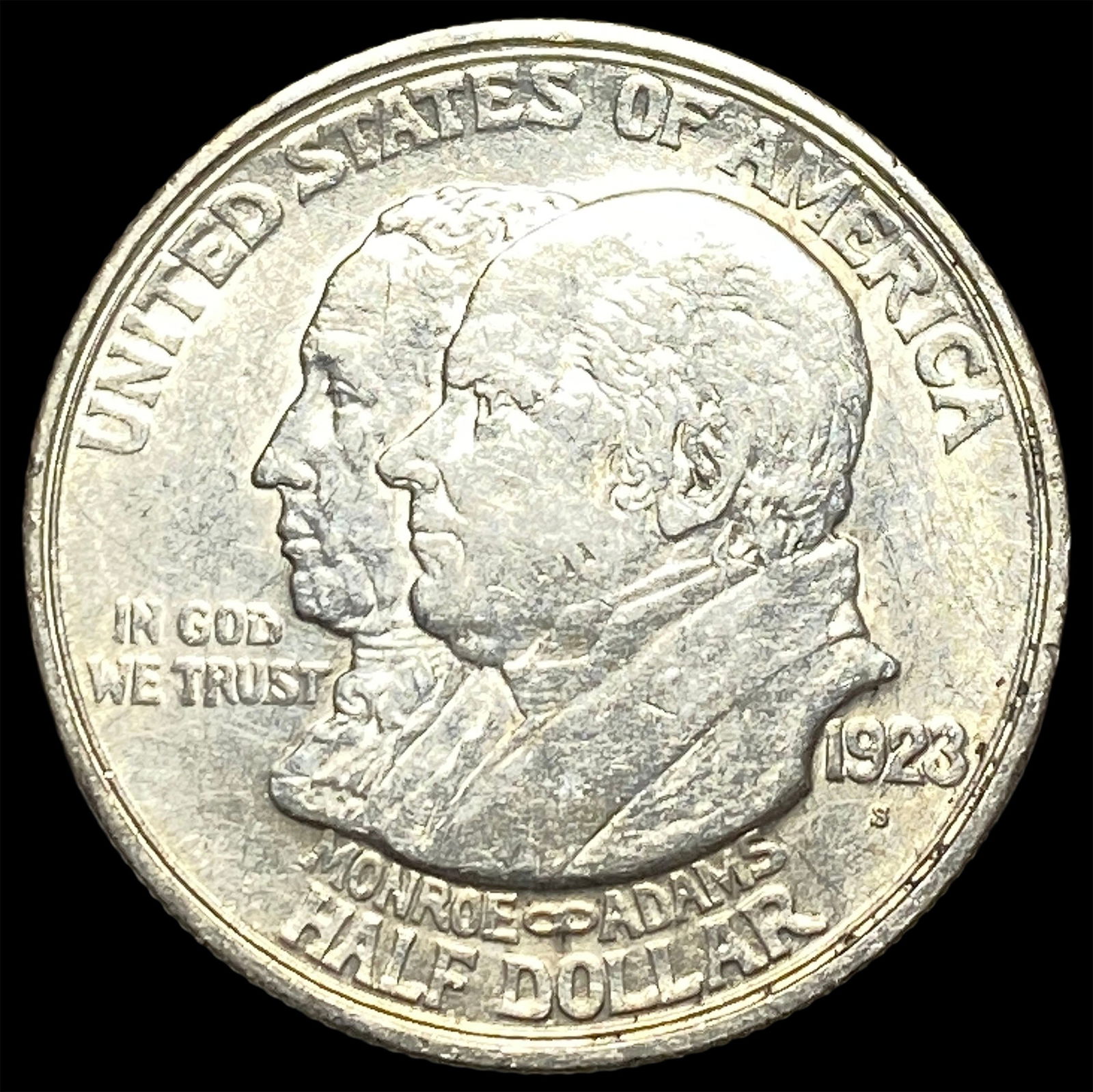 1923-S Silver Monroe Doctrine Centennial Half Dollar CLOSELY UNCIRCULATED: 1923-S Silver Monroe Doctrine Centennial Half Dollar CLOSELY UNCIRCULATED