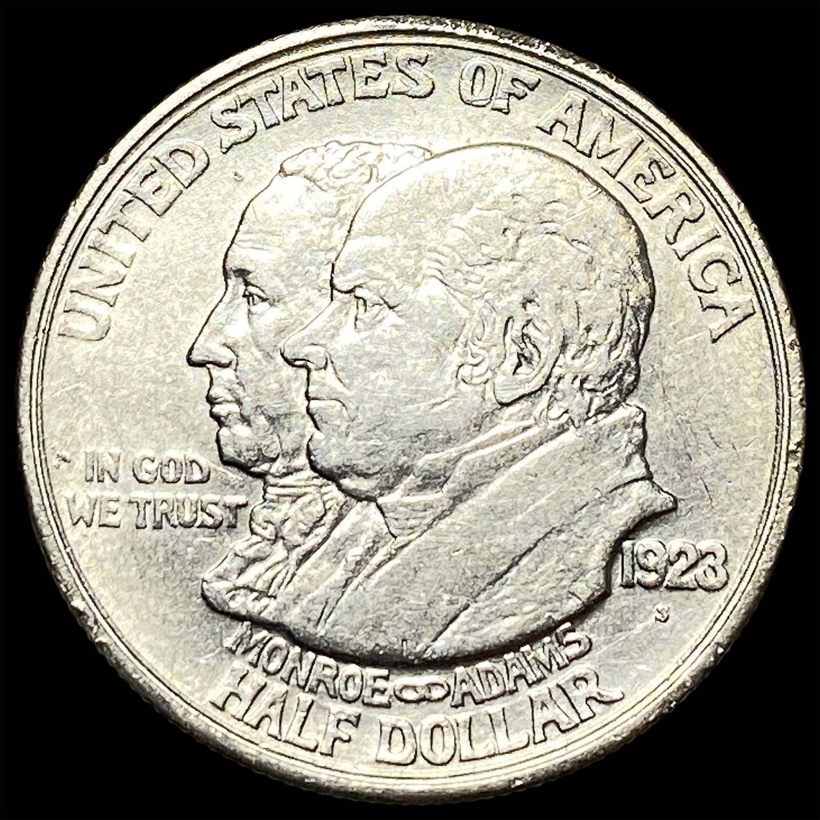 1923-S Silver Monroe Doctrine Centennial Half Dollar CLOSELY UNCIRCULATED: 1923-S Silver Monroe Doctrine Centennial Half Dollar CLOSELY UNCIRCULATED
