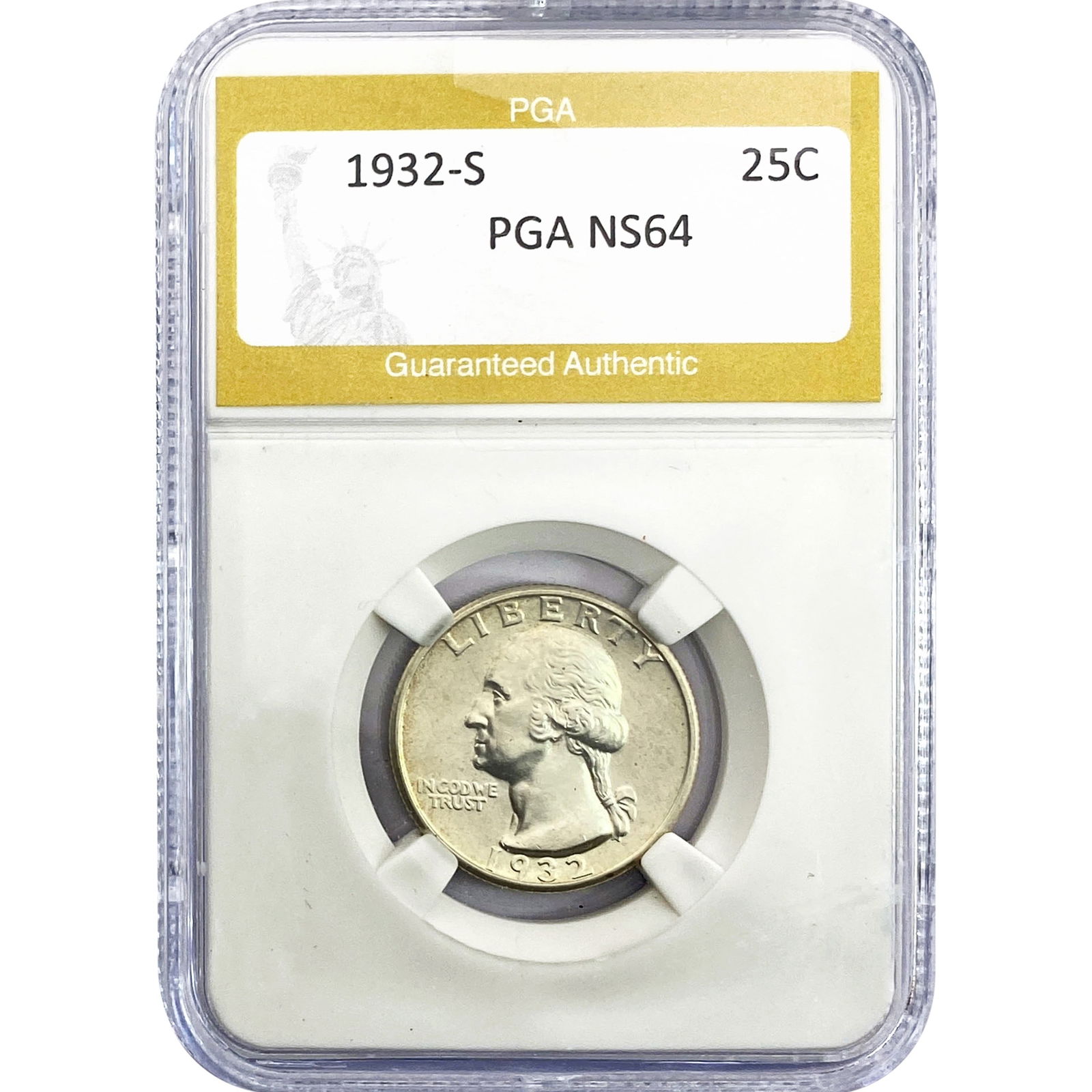 1932-S Washington Silver Quarter PGA NS64: 1932-S Washington Silver Quarter PGA NS64