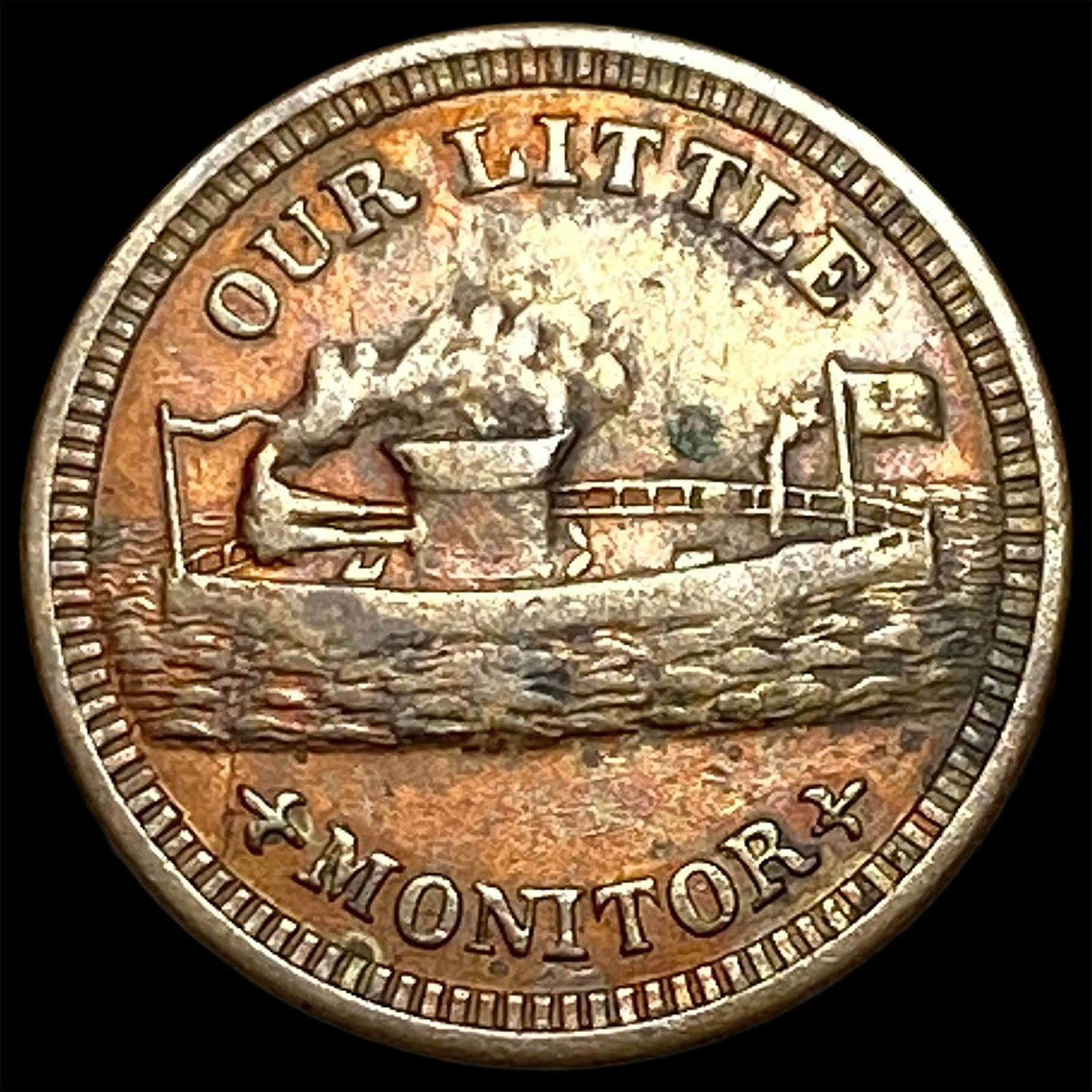 1863 Civil War Token "Our Little Monitor" HIGH GRADE (1 of 2)