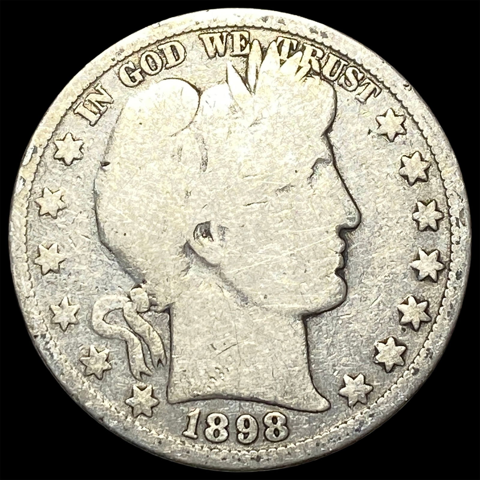 1898-O Silver Barber Half Dollar NICELY CIRCULATED: 1898-O Silver Barber Half Dollar NICELY CIRCULATED