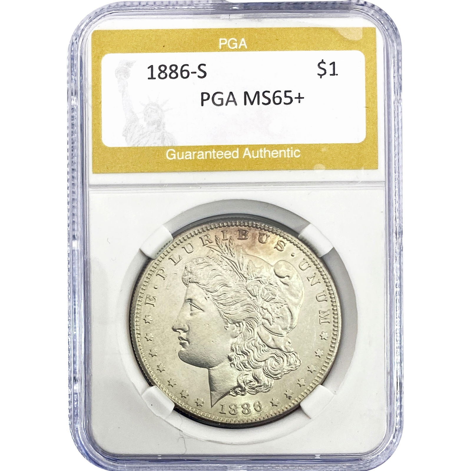 1886-S Morgan Silver Dollar PGA MS65+: 1886-S Morgan Silver Dollar PGA MS65+