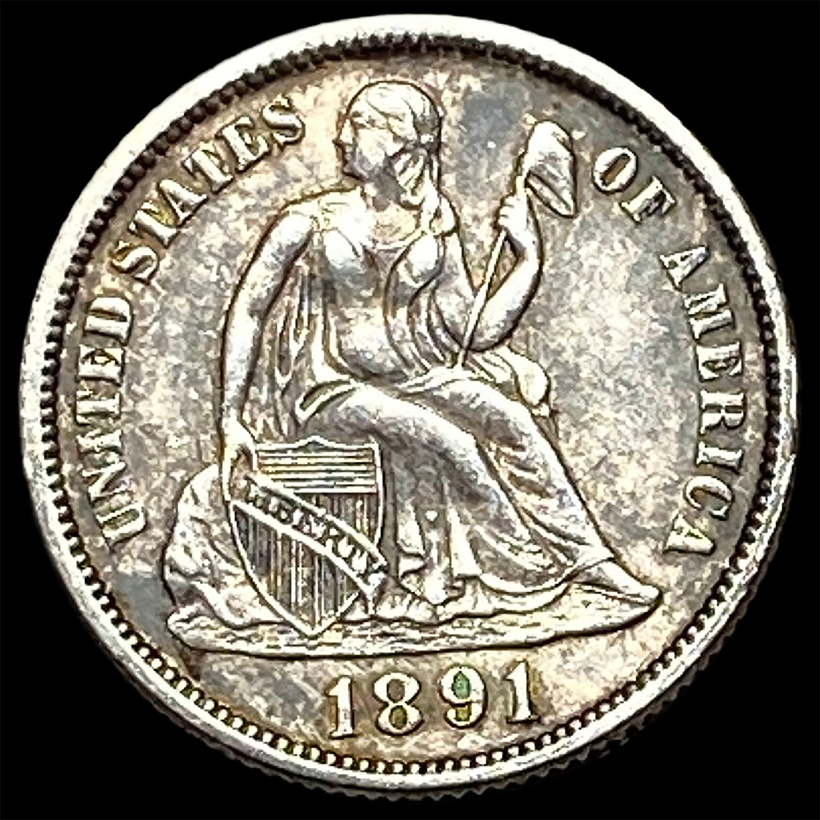 1891 Silver Seated Liberty Dime (Engraved) HIGH GRADE (1 of 2)