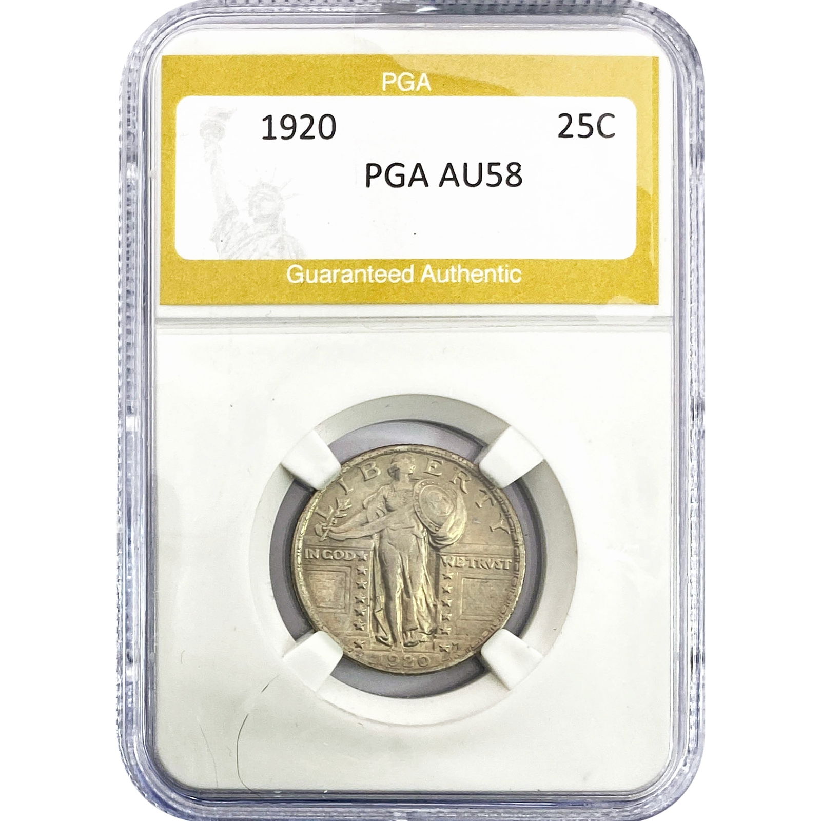 1920 Standing Liberty Quarter PGA AU58: 1920 Standing Liberty Quarter PGA AU58