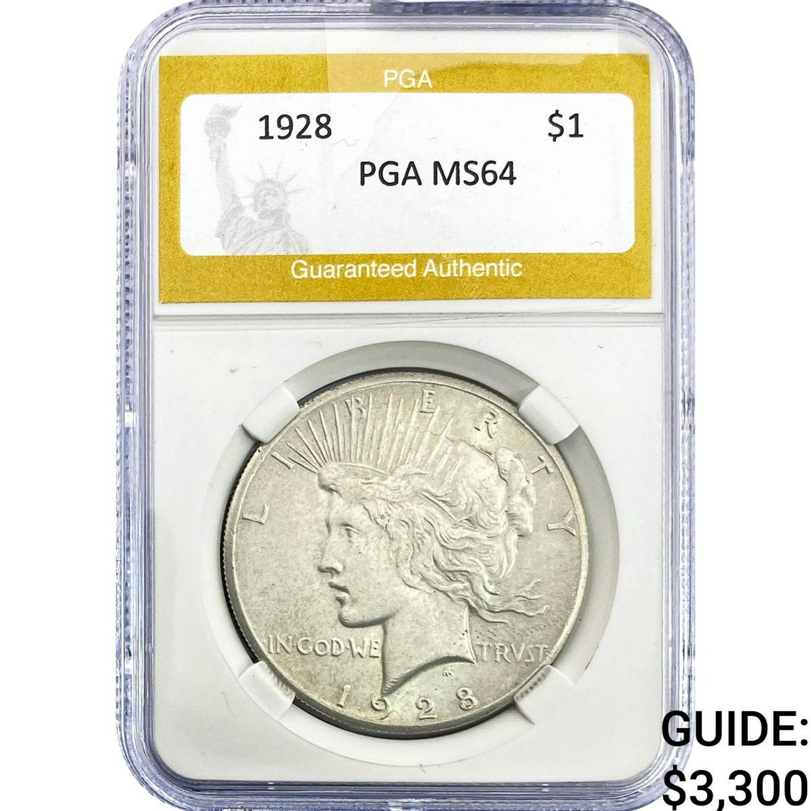 1928 Silver Peace Dollar PGA MS64: 1928 Silver Peace Dollar PGA MS64