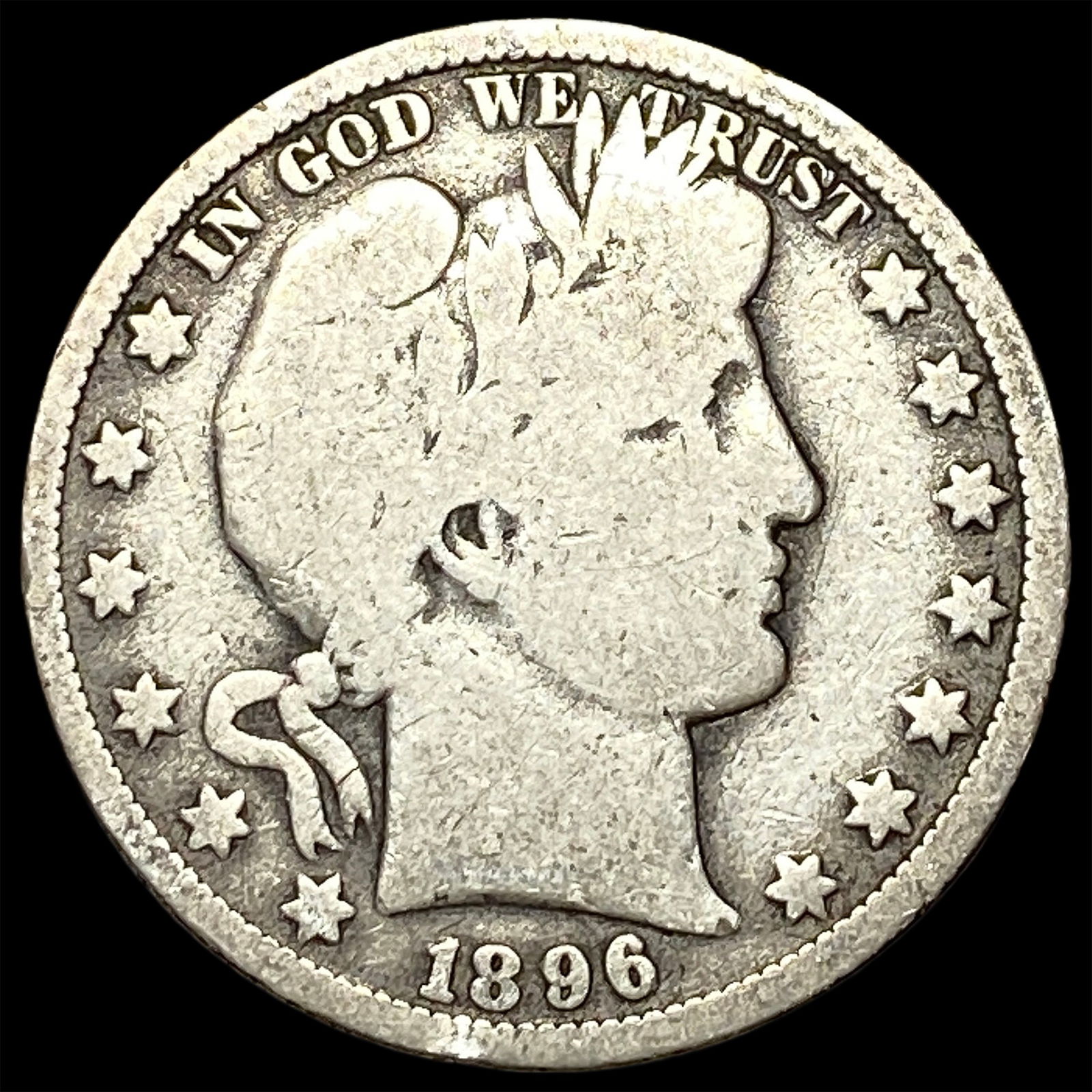 1896-O Silver Barber Half Dollar NICELY CIRCULATED: 1896-O Silver Barber Half Dollar NICELY CIRCULATED