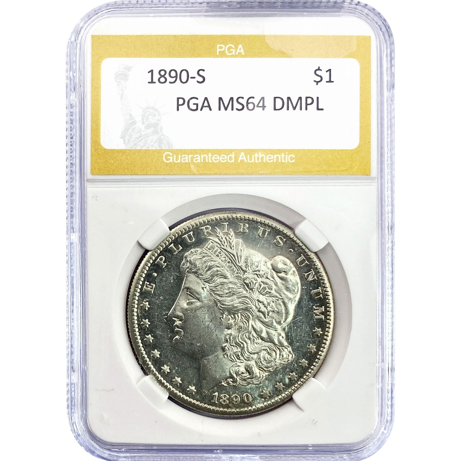 1890-S Morgan Silver Dollar PGA MS64 DMPL: 1890-S Morgan Silver Dollar PGA MS64 DMPL