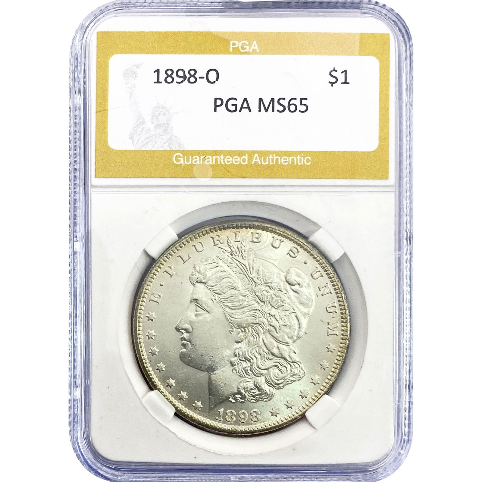 1898-O Morgan Silver Dollar PGA MS65: 1898-O Morgan Silver Dollar PGA MS65