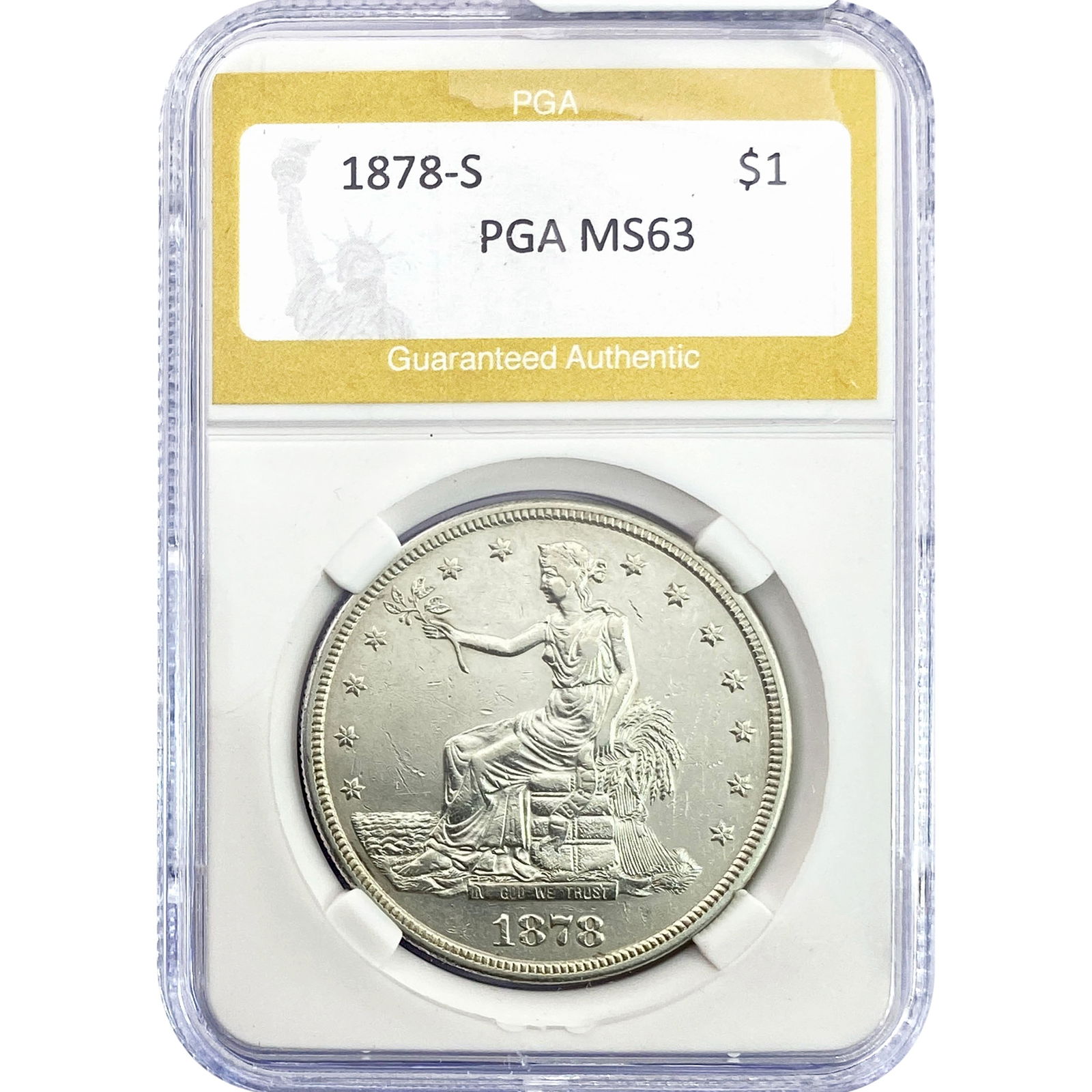 1878-S Silver Trade Dollar PGA MS63: 1878-S Silver Trade Dollar PGA MS63