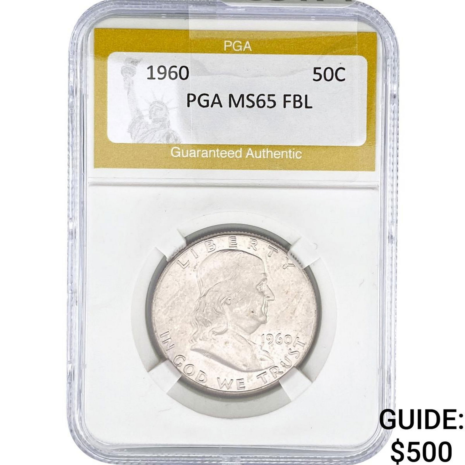 1960 Franklin Half Dollar PGA MS65 FBL: 1960 Franklin Half Dollar PGA MS65 FBL